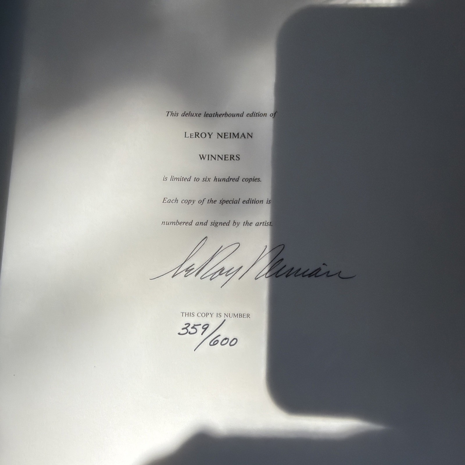 LeROY NEIMAN BOOK COLLECTION WINNERS 359/600 HAND SIGNED LEATHER Edition Rare