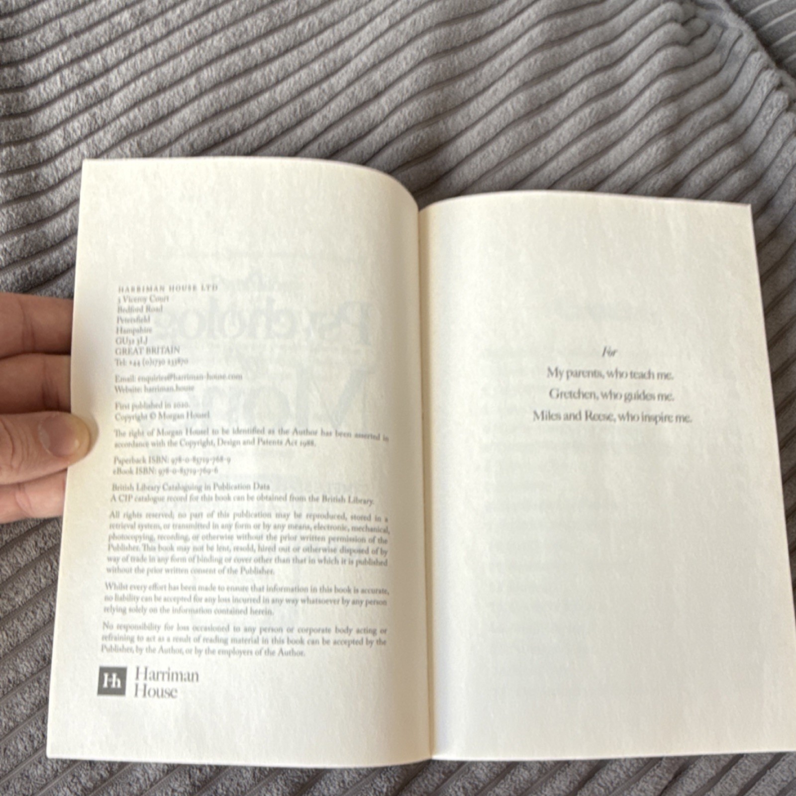 Morgan Housel Psychology of Money Trade Paperback 2020 Harriman House Finance