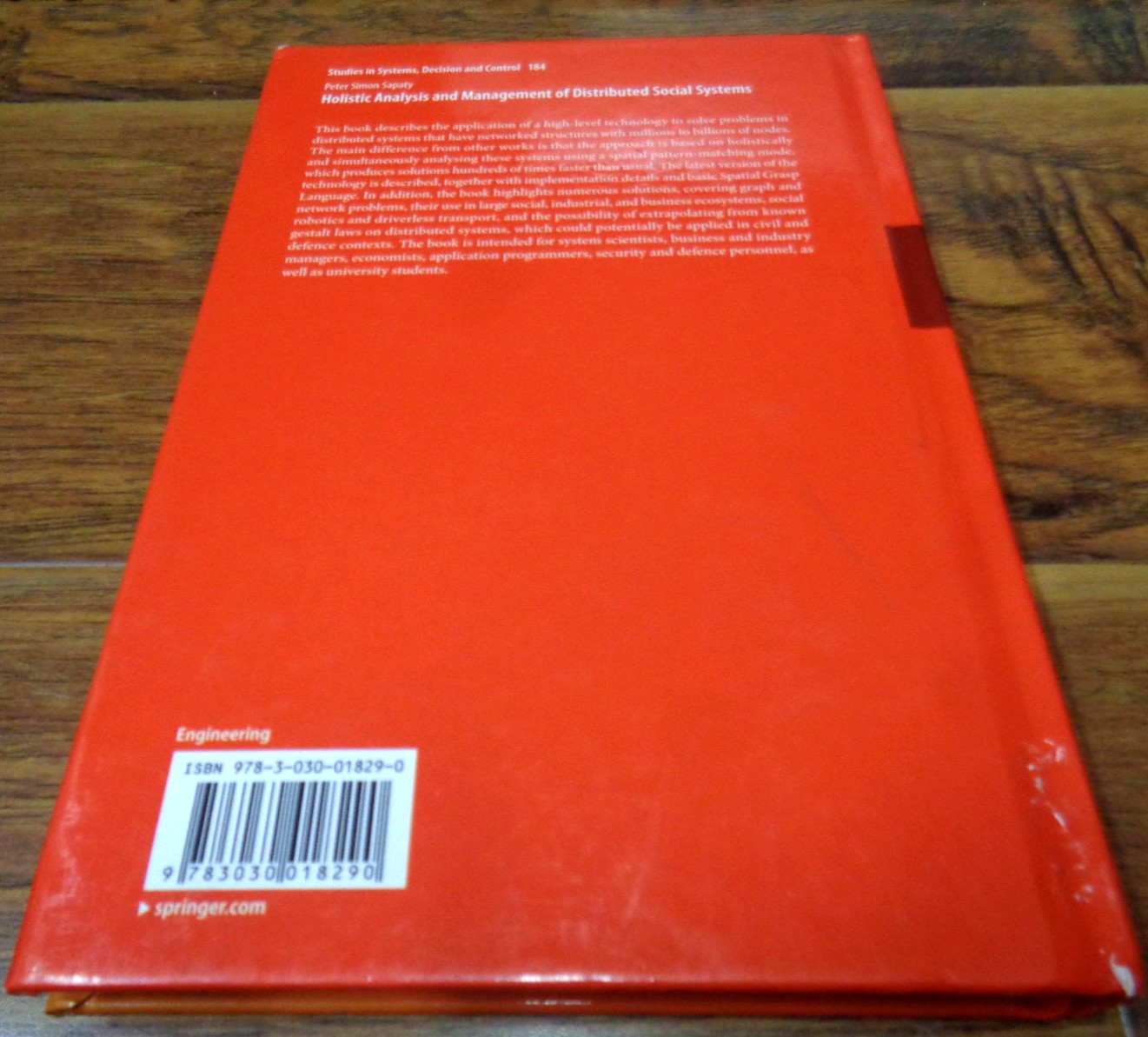 HOLISTIC ANALYSIS AND MANAGEMENT OF DISTRIBUTED SOCIAL SYSTEMS HARDCOVER 2019