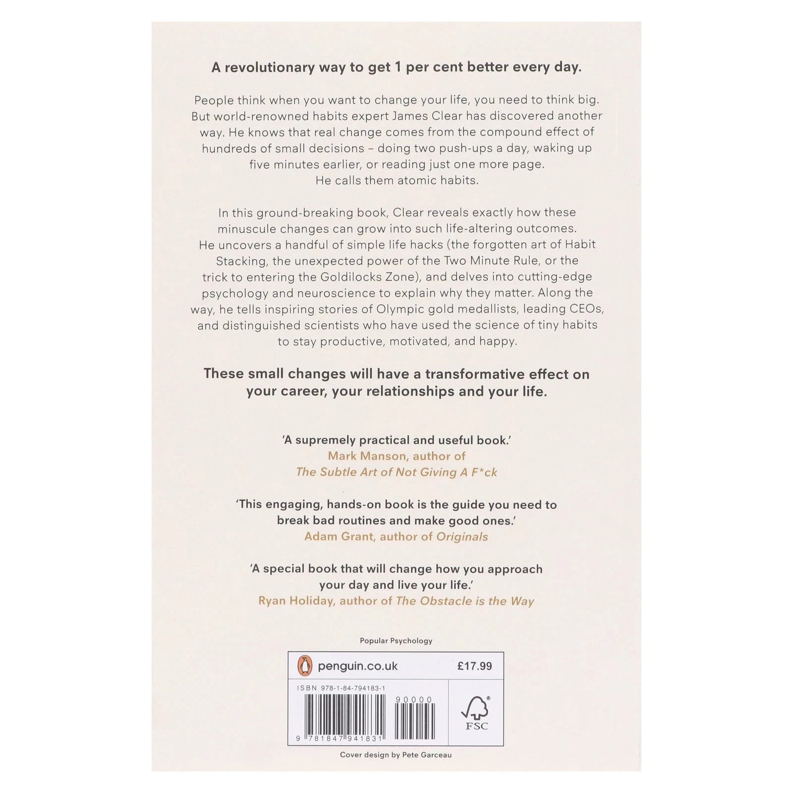 Atomic Habits by James Clear – Non Fiction – Paperback