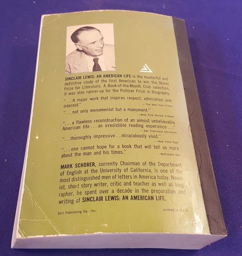 1961 SINCLAIR LEWIS: An American Life Paperback Book by MARK SCHORER
