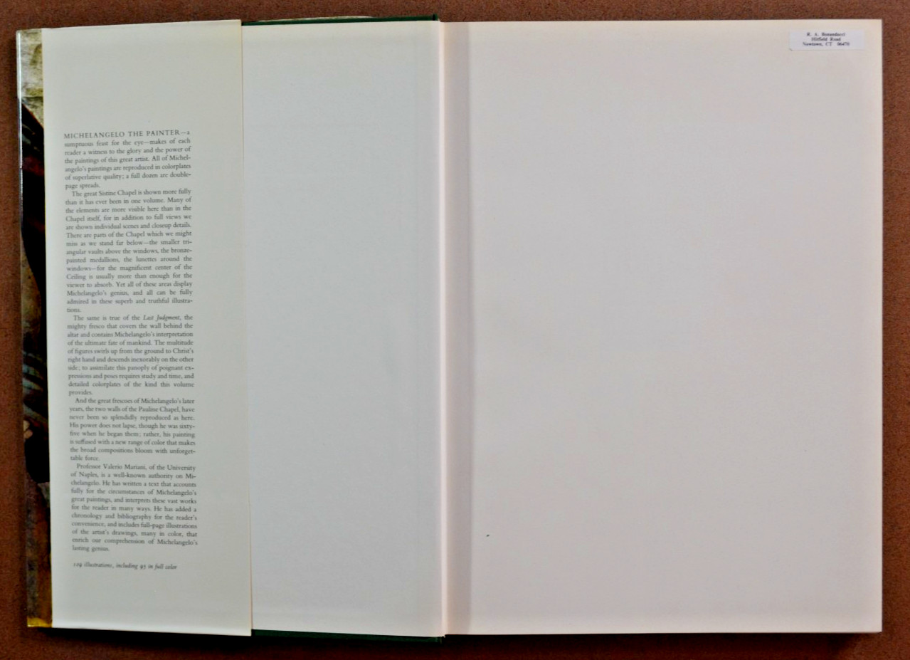 Michelangelo The Painter Hardcover 1964 Large Coffee Table 14×10 in. hardcover