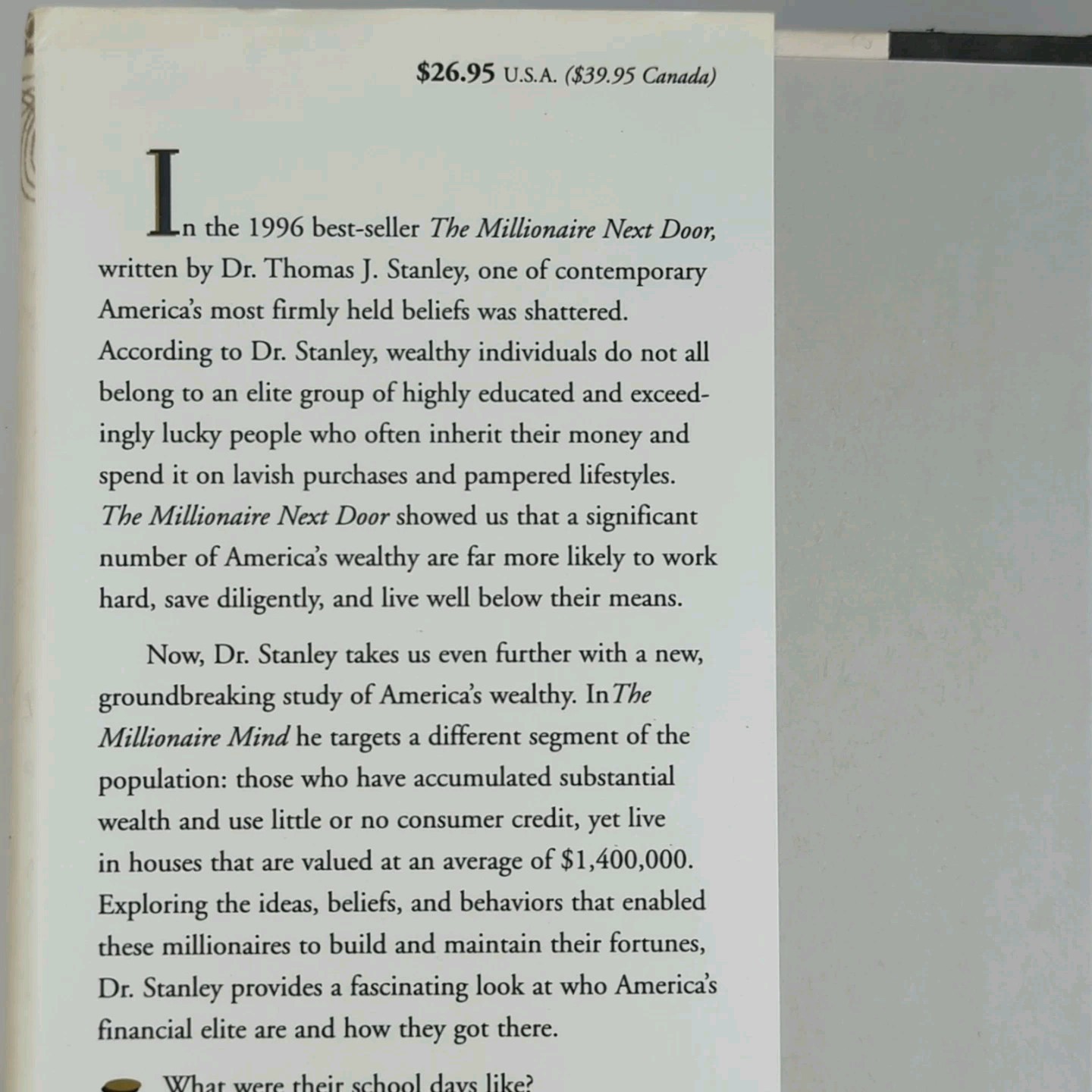 The Millionaire Mind Thomas J. Stanley PhD Hardcover Andrews McMeel 978074070357