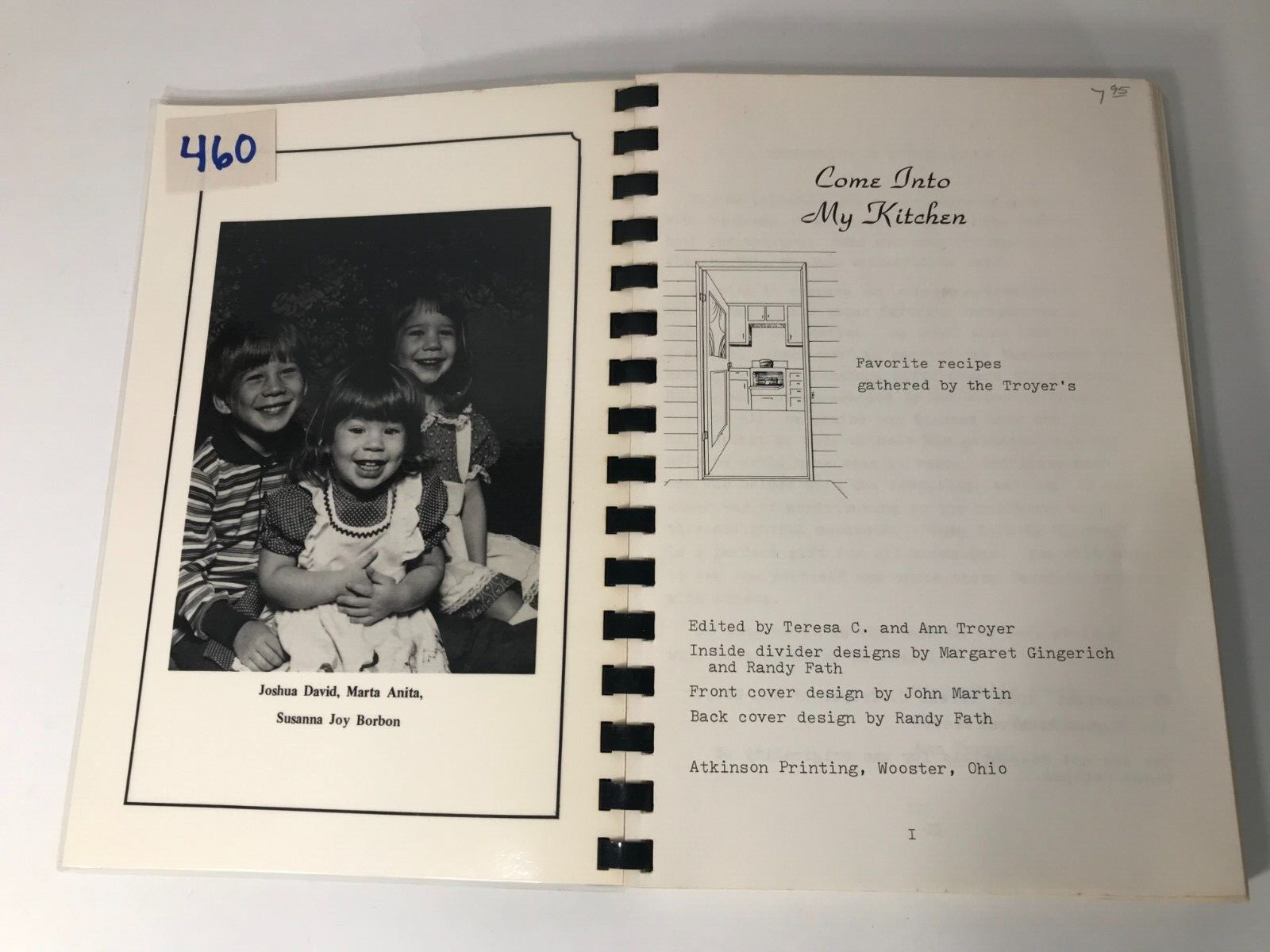 Come Into My Kitchen Vintage Recipes Cookbook by Teresa & Ann Troyer 1981