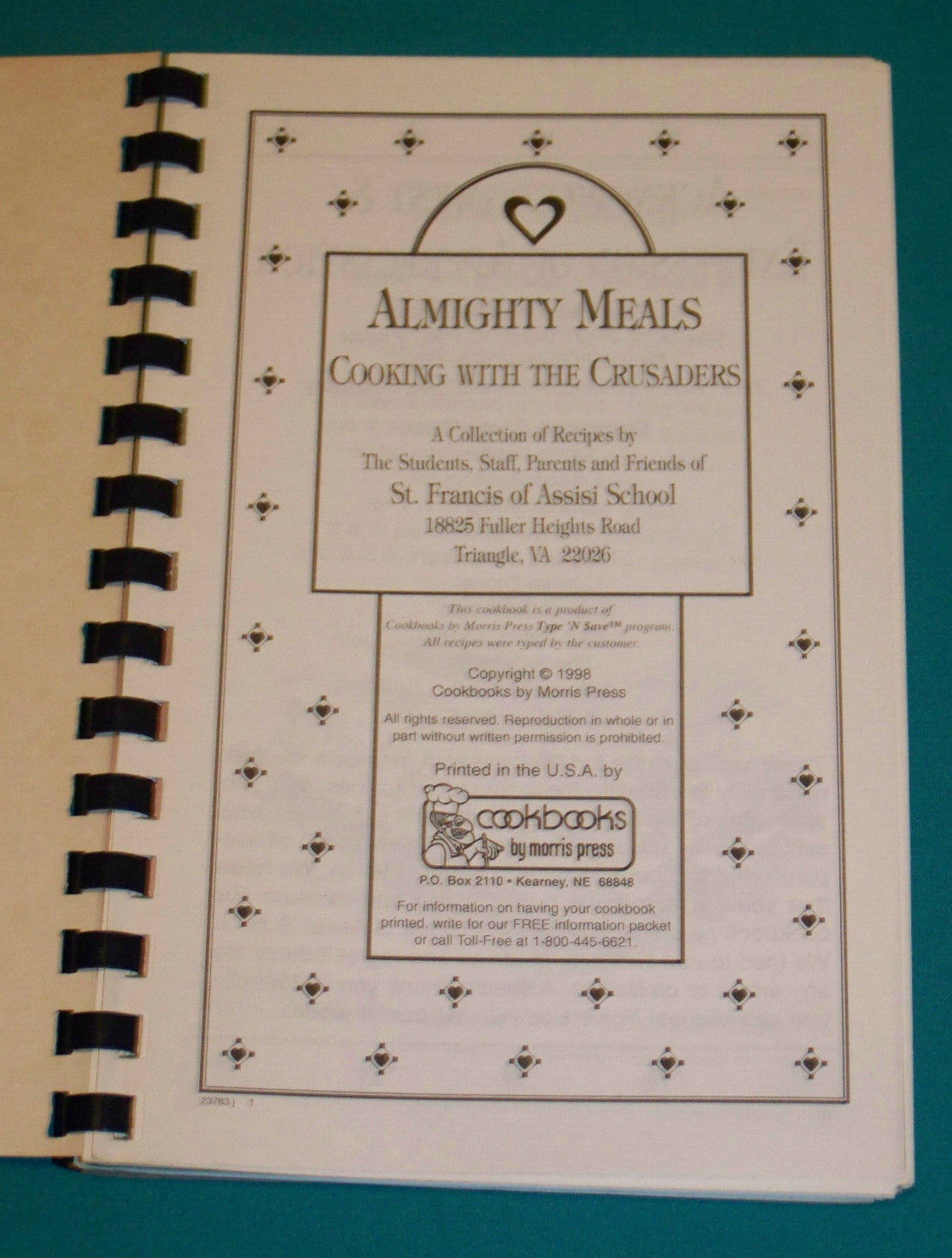 St. Francis of Assisi School Triangle, VA Cookbook 1998 Virginia