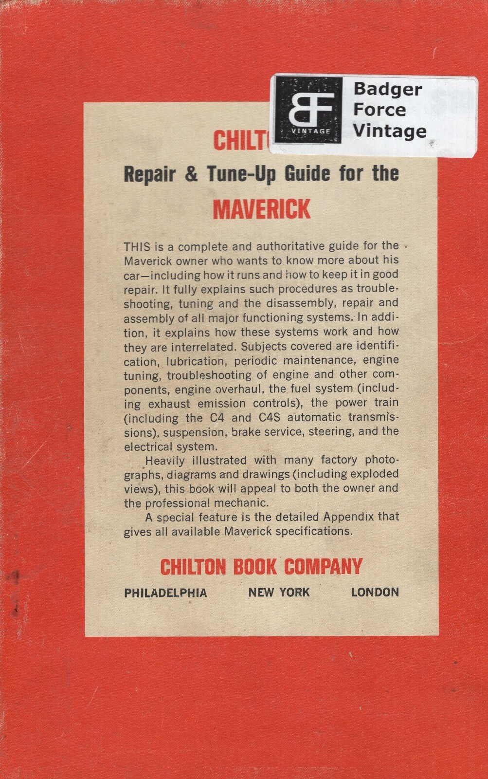 Chilton’s Repair and Tune-Up Guide for the Maverick by Ronald M. Weiers MN838