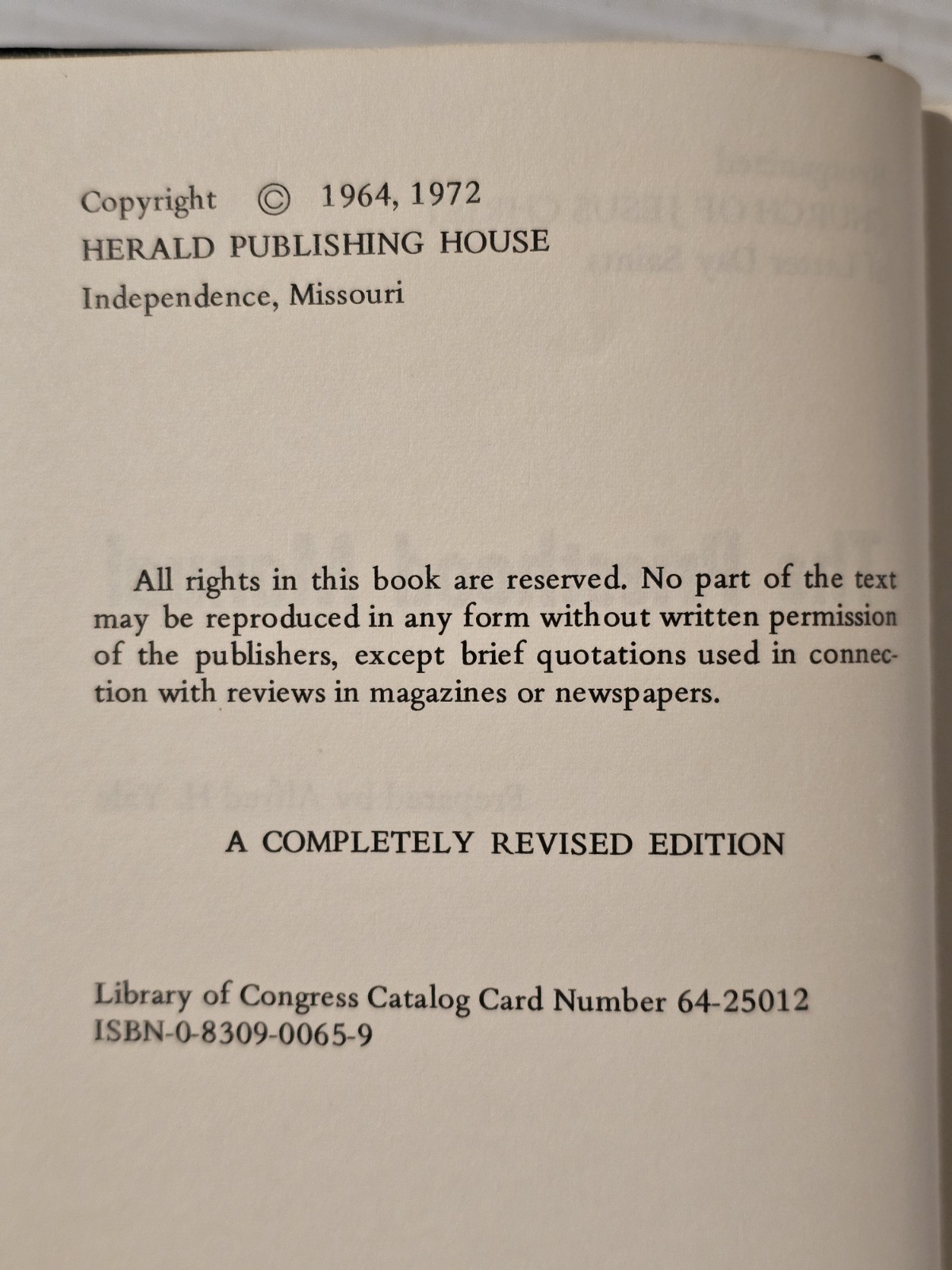 The Priesthood Manual/Pastors Reference Library, HC 1972, RLDS Church. Row 30.