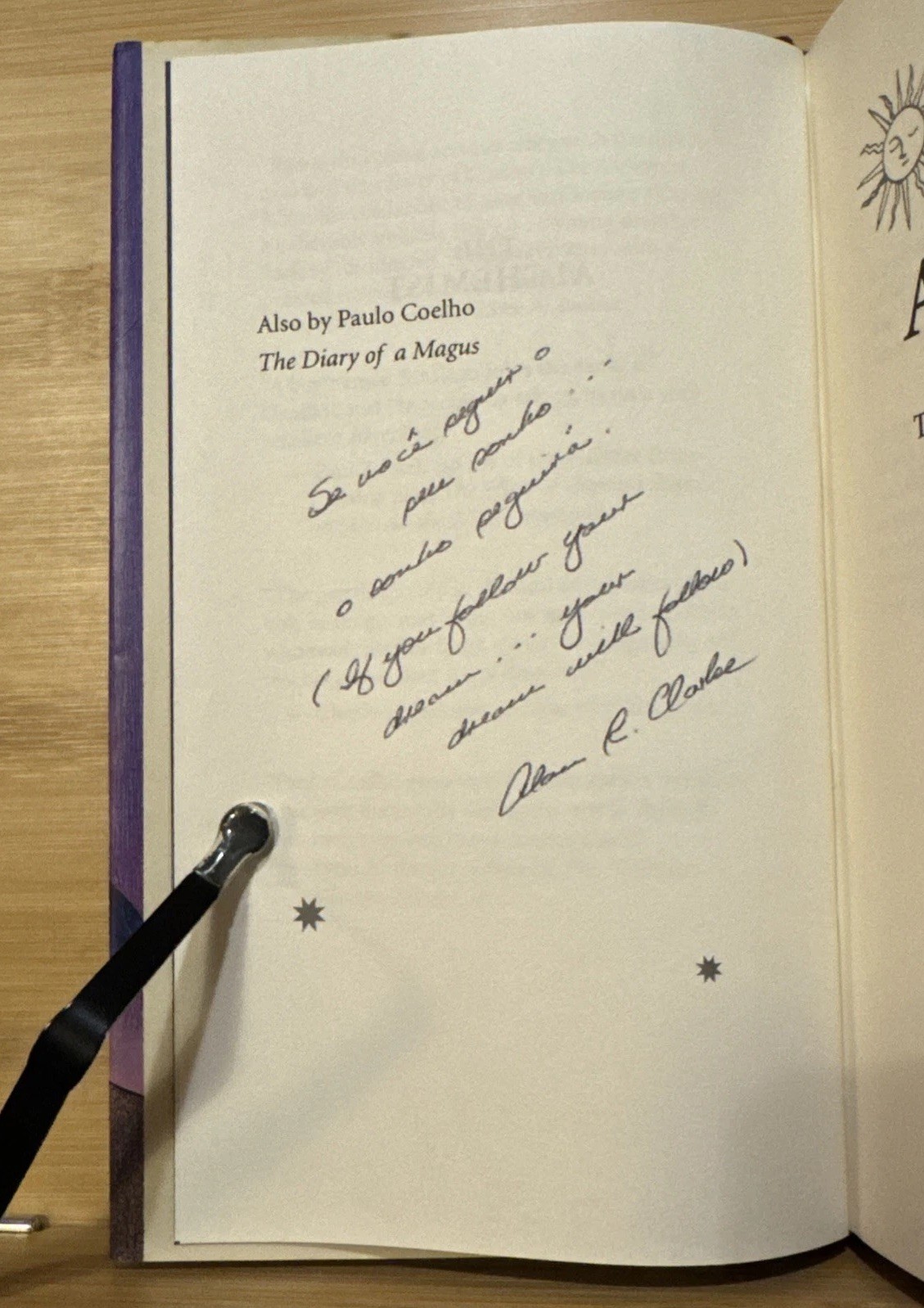 The Alchemist by Paulo Coelho (Hardcover) 8th Print, SIGNED by Translator