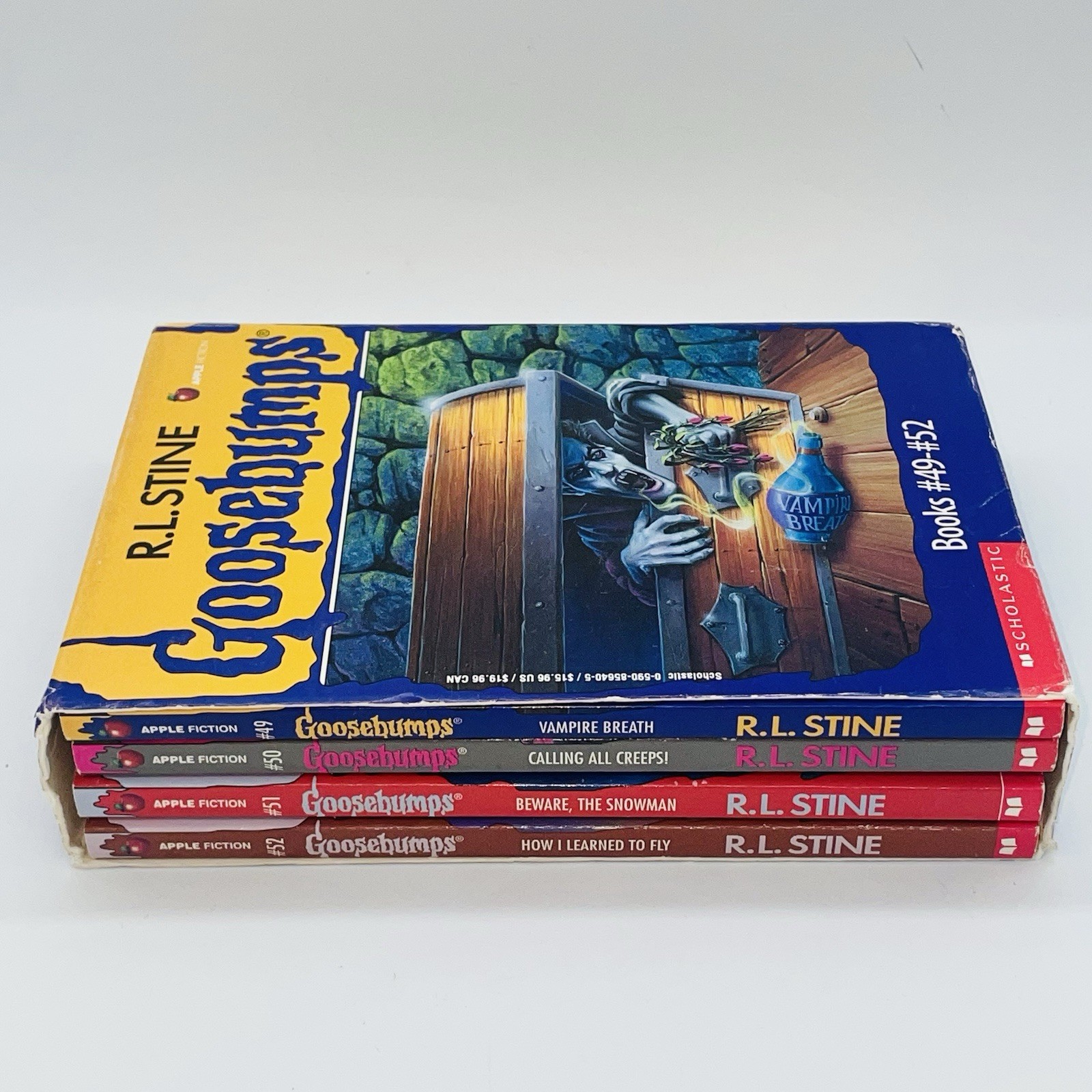 RL Stine Goosebumps Books 49-52 Lot Boxed Set Vampire Breath Calling All Creeps