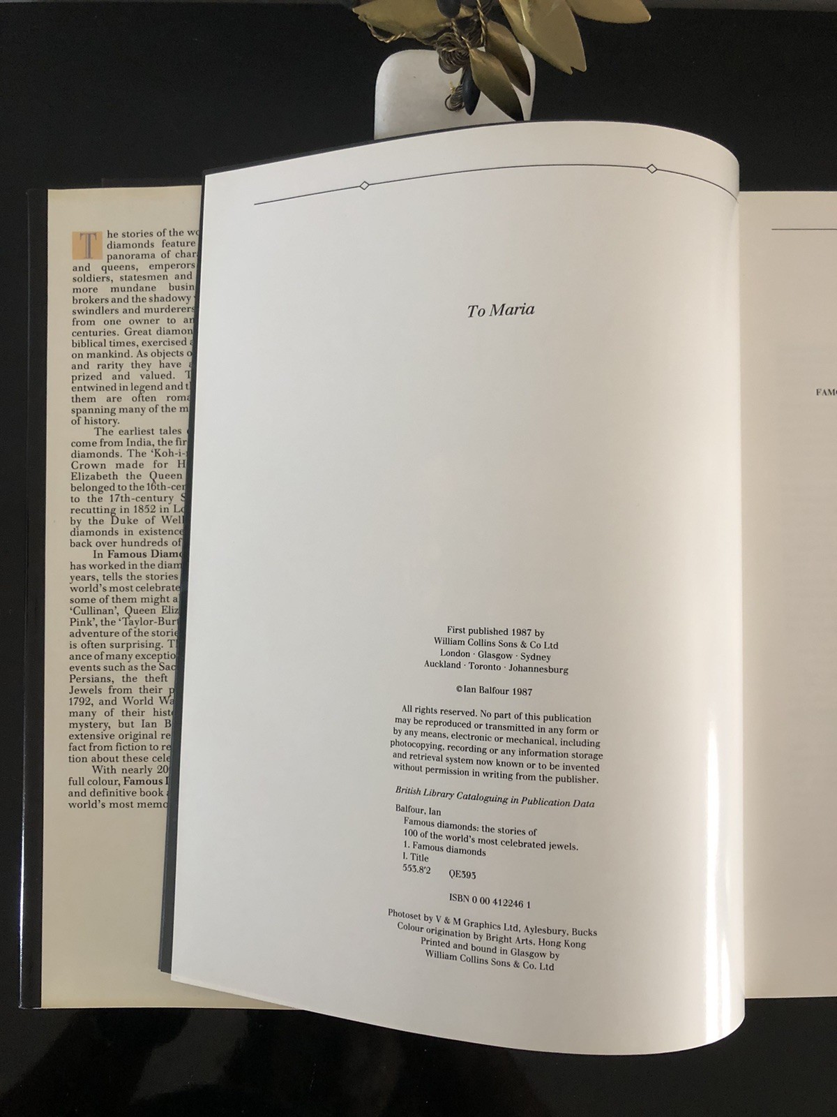 Famous Diamonds Ian Balfour Collins 1987 First Ed/F.Print H/C D/J L/N 💎