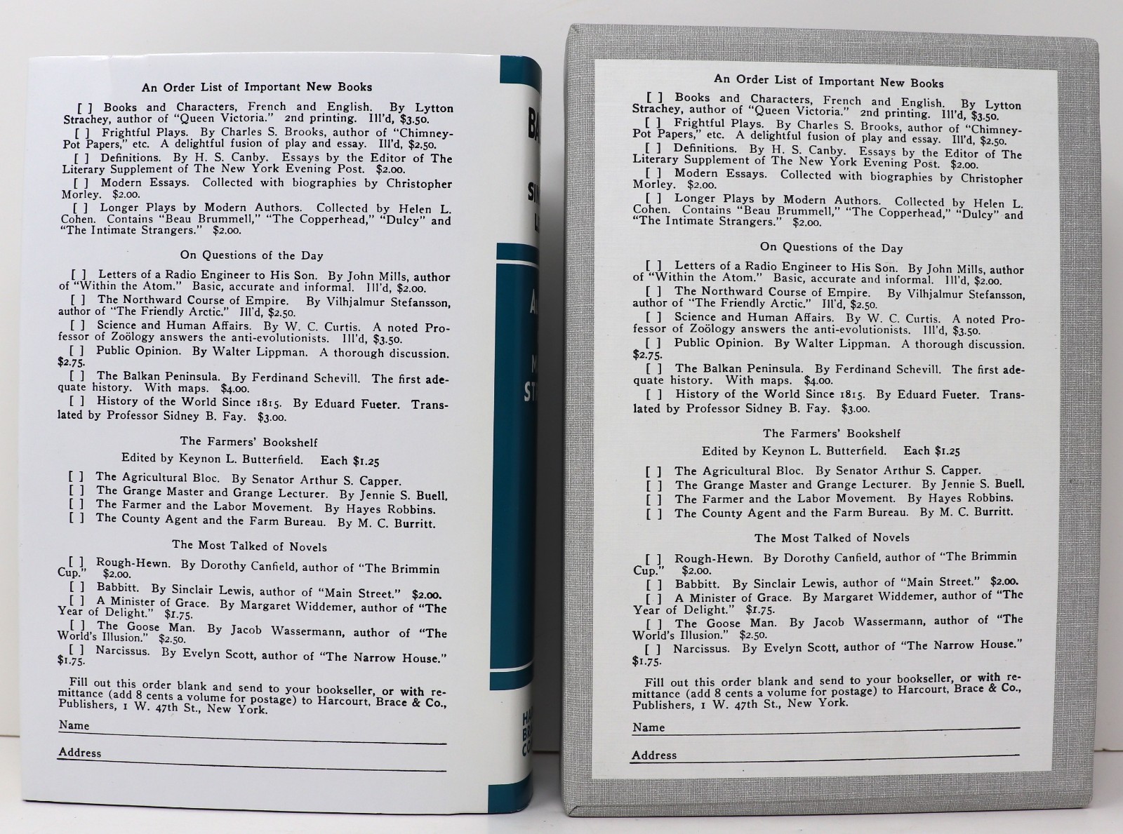 Babbitt by Sinclair Lewis – First Edition Library Facsimile Book with Slipcase