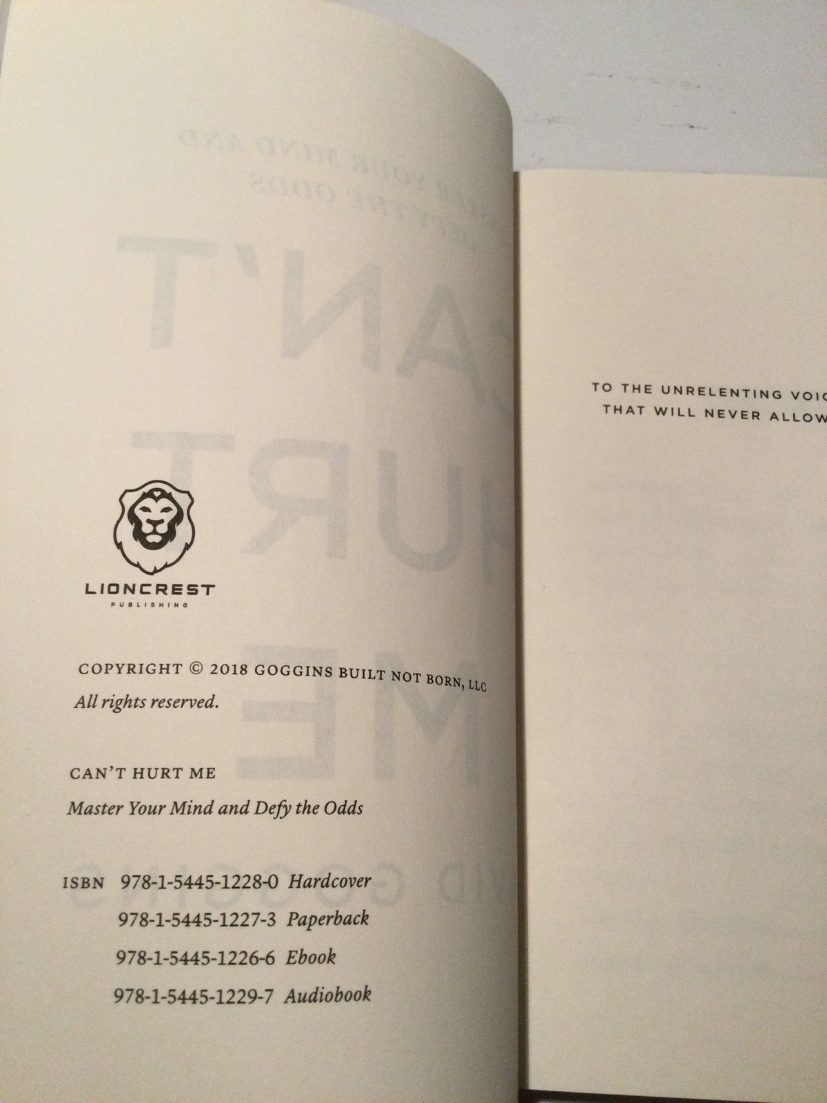 Can’t Hurt Me : Master Your Mind and Defy the Odds by David Goggins -Paperback