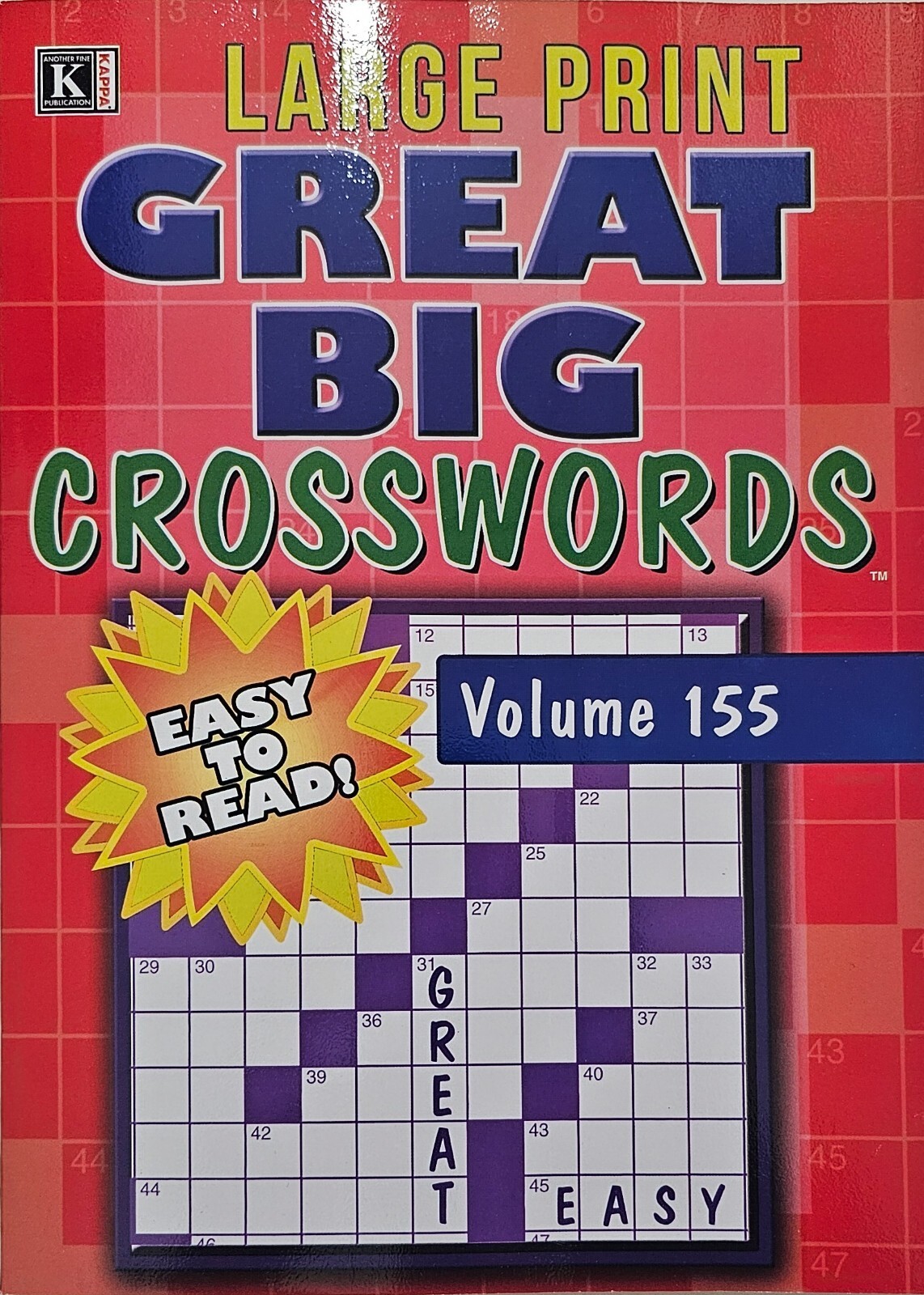 New 5 Large Print Great Big Crosswords Kappa Puzzle Books Vol#155-163 Fun Hobby