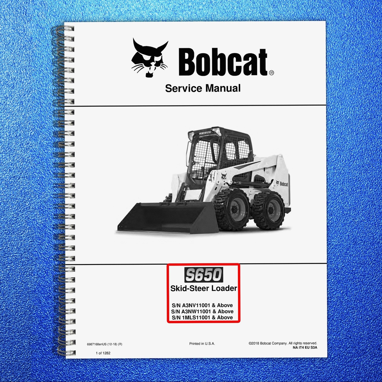 BOBCAT S650 Skid Steer Loader Service Manual SN A3NV11001 Up 2018, FOLDOUTS