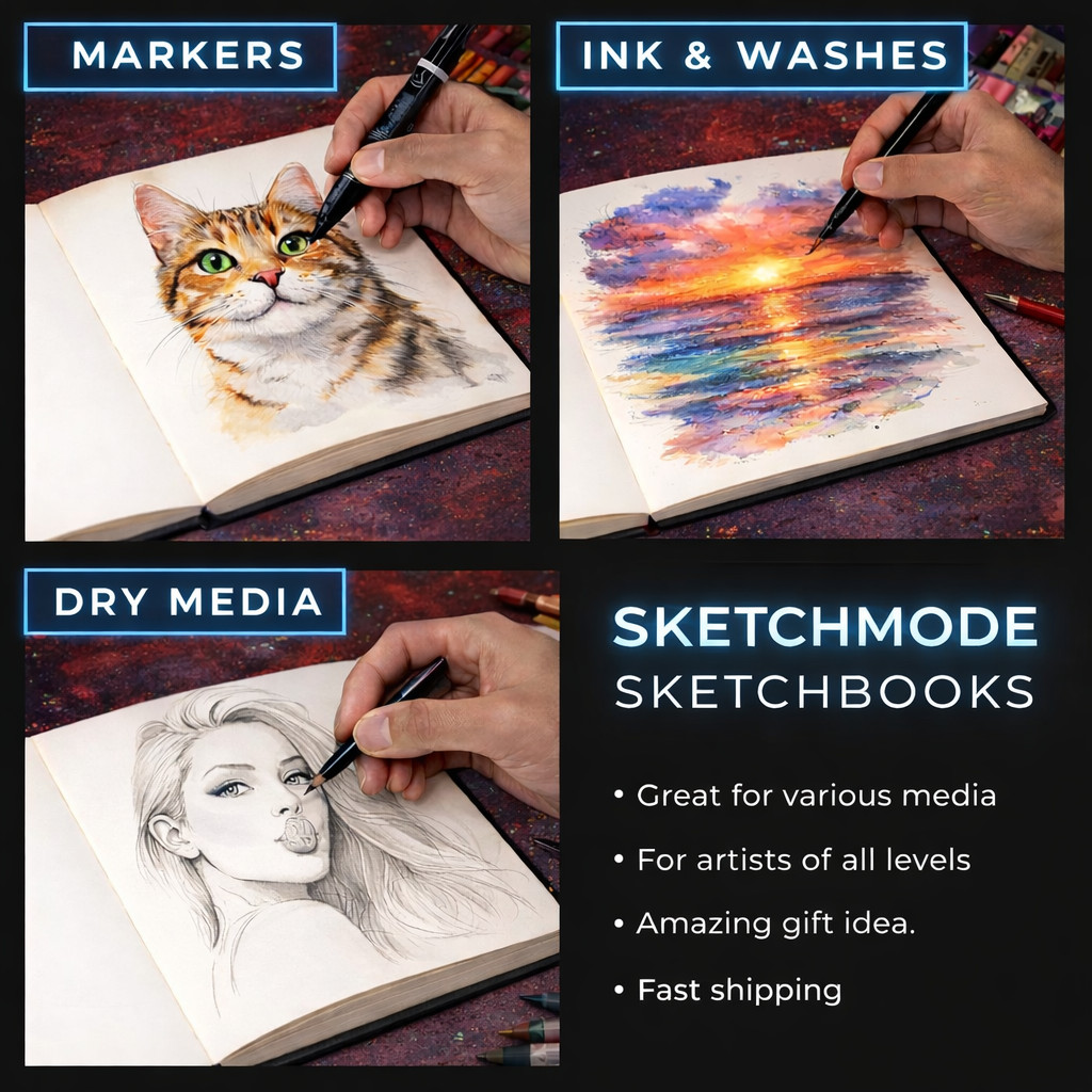🚀 SketchMode “Drift in Orbit” A5 Sketchbook – Astronaut Galaxy Journal