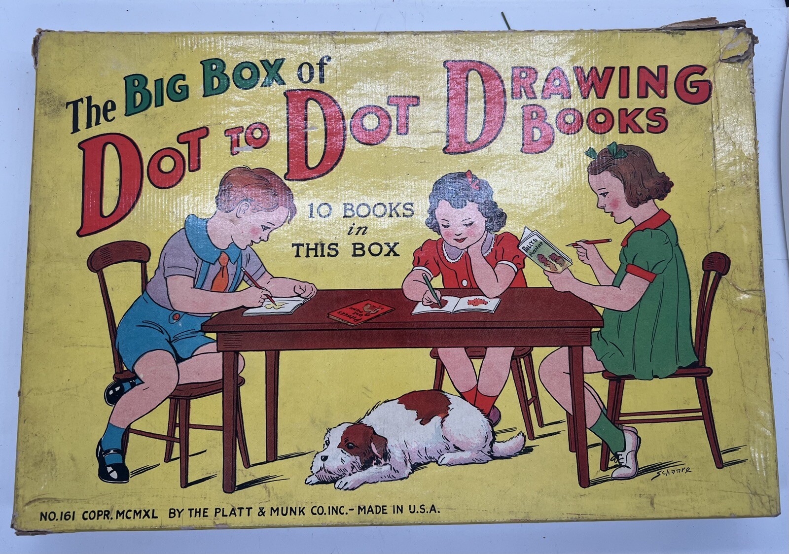 Vintage 1930 Big Box Dot to Dot Drawing Books 10 Set Platt & Munk No 161 MCMXL