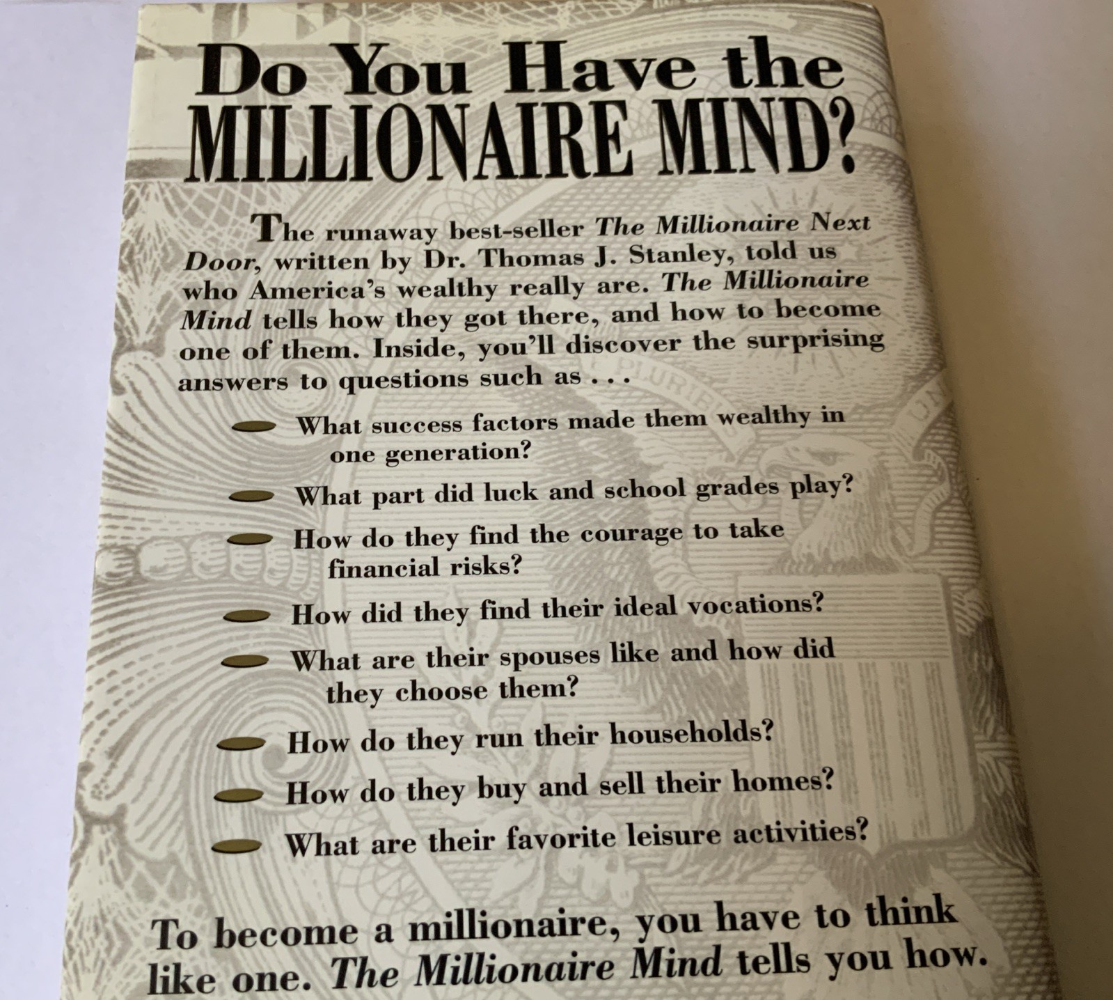 Millionaire Mind by Thomas J. Stanley (2000, Hardcover)