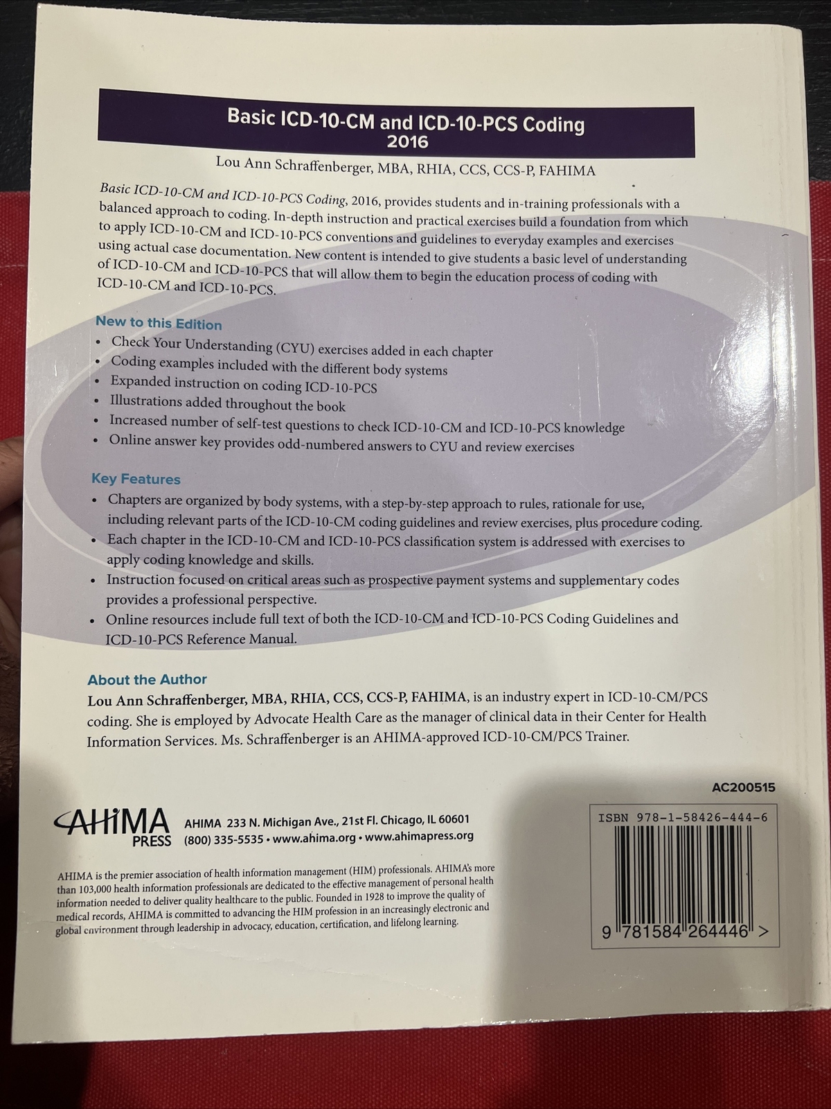 Basic ICD-10-CM and ICD-10-PCS Coding, 2016 Lou Ann Schraffenberg