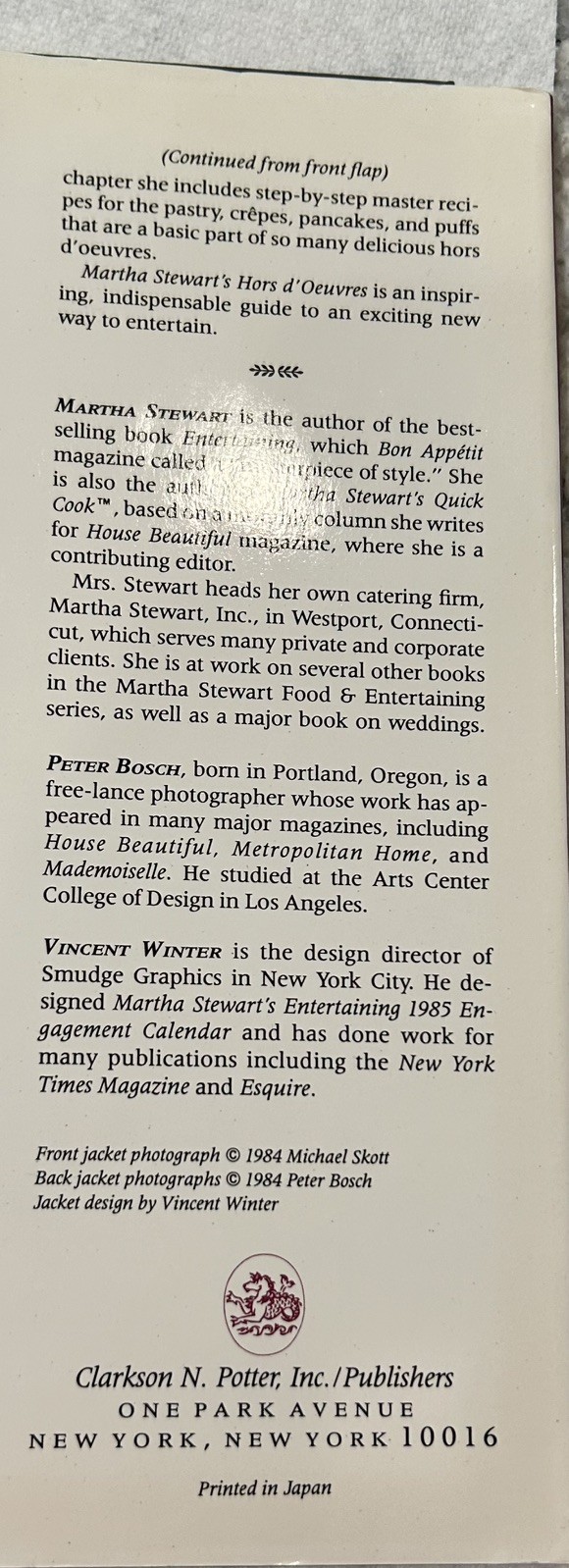 Martha Stewart’s Hors D’oeuvres: 1st Edition Amazing Shape With Dust Jacket