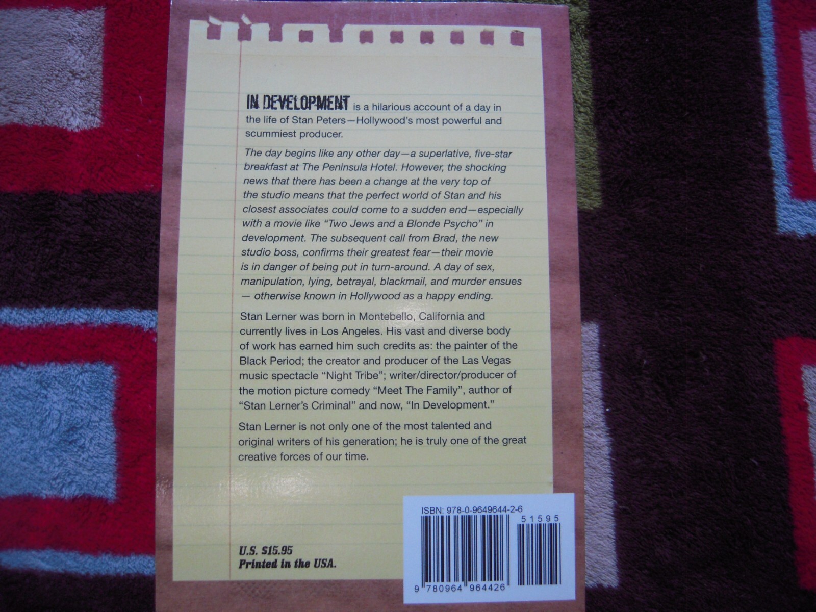 2006 A STAN LERNER NOVELLA IN DEVELOPMENT PAPERBACK 126 PAGES