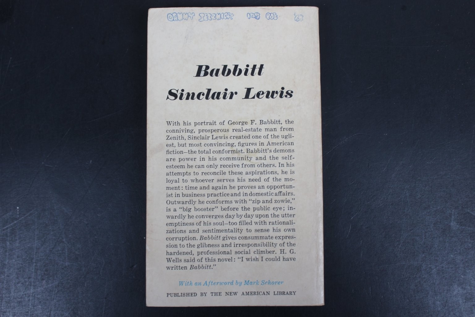 Babbitt Sinclair Lewis 1961 Signet Classic Vintage Paperback American PB