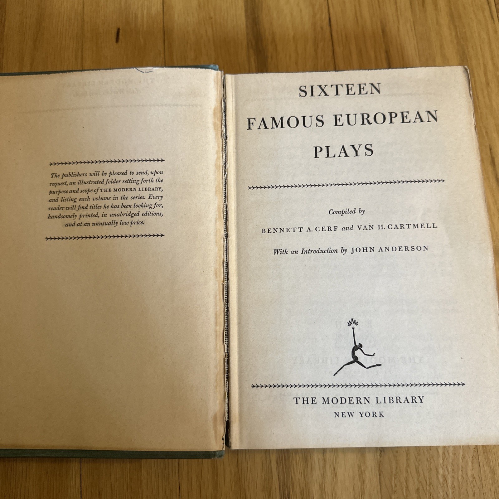 Modern Library Drama Books – Sixteen Famous European Plays & Restoration Plays