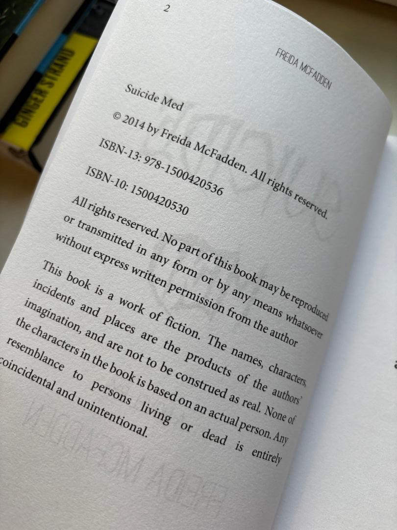 OOP RARE Suicide Med Freida McFadden 2014. New Low Price
