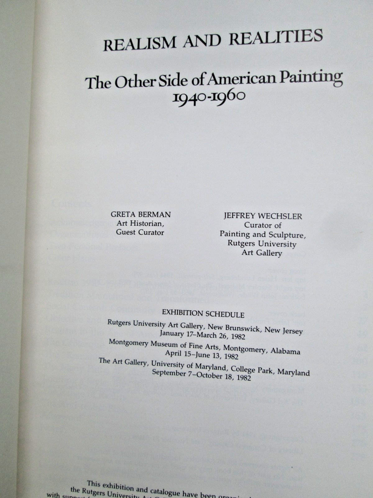 Realism and Realities Other Side American Painting 1940-60 Art Exhibit TPB 1981