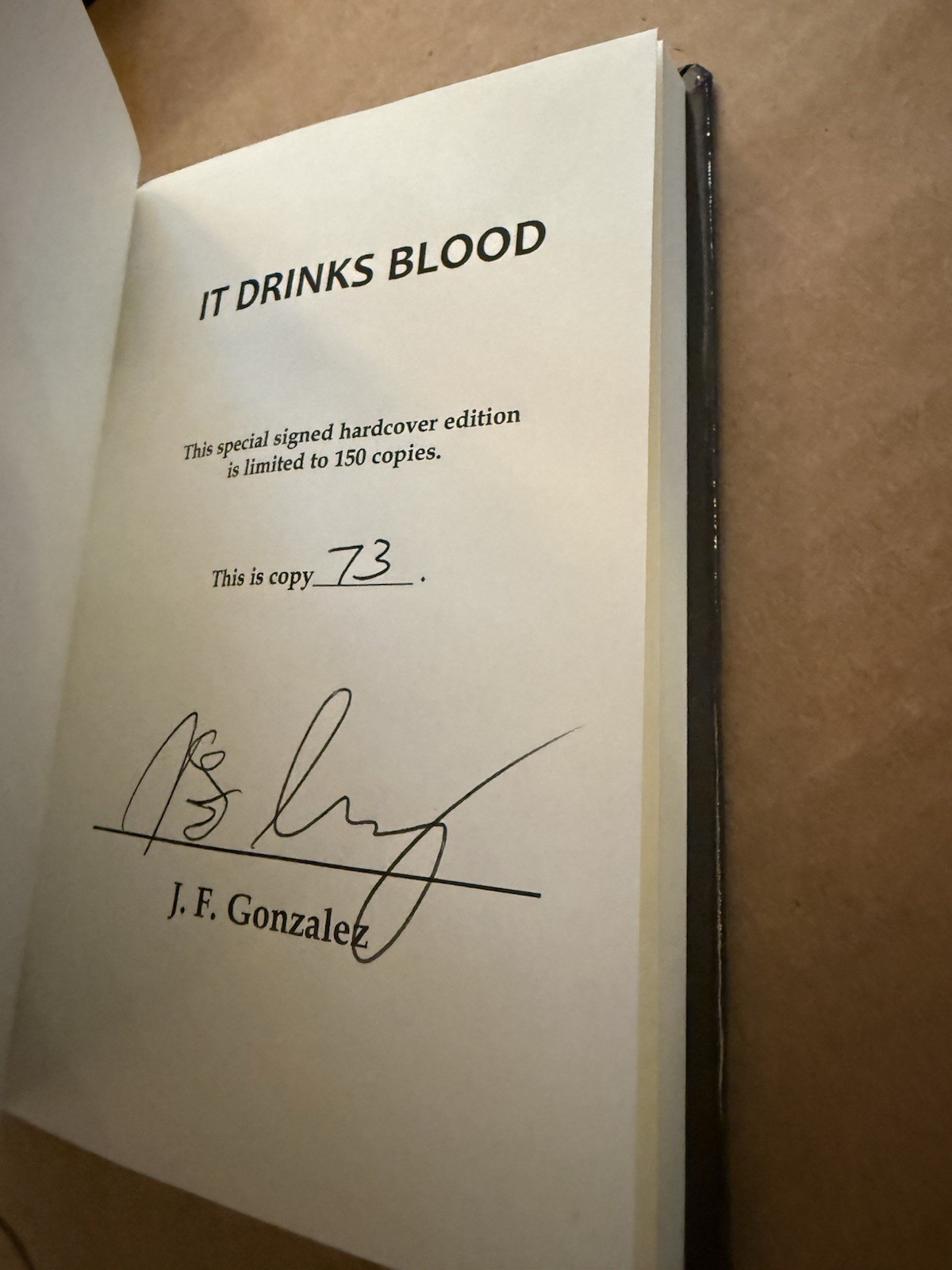 It Drinks Blood SIGNED by J F Gonzalez 1st LIMITED EDITION HC NEW