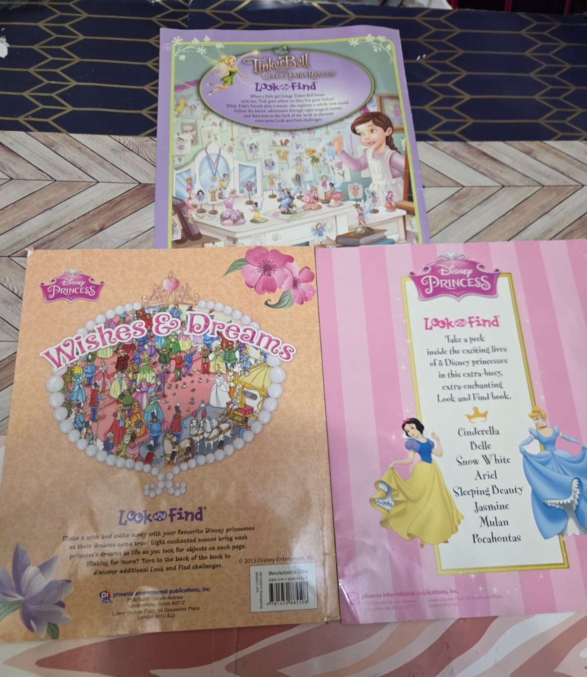 LOOK AND FIND – LOT OF 3 TRADE PAPERBACK BOOK – WISHES AND DREAMS, TINKER BELL,