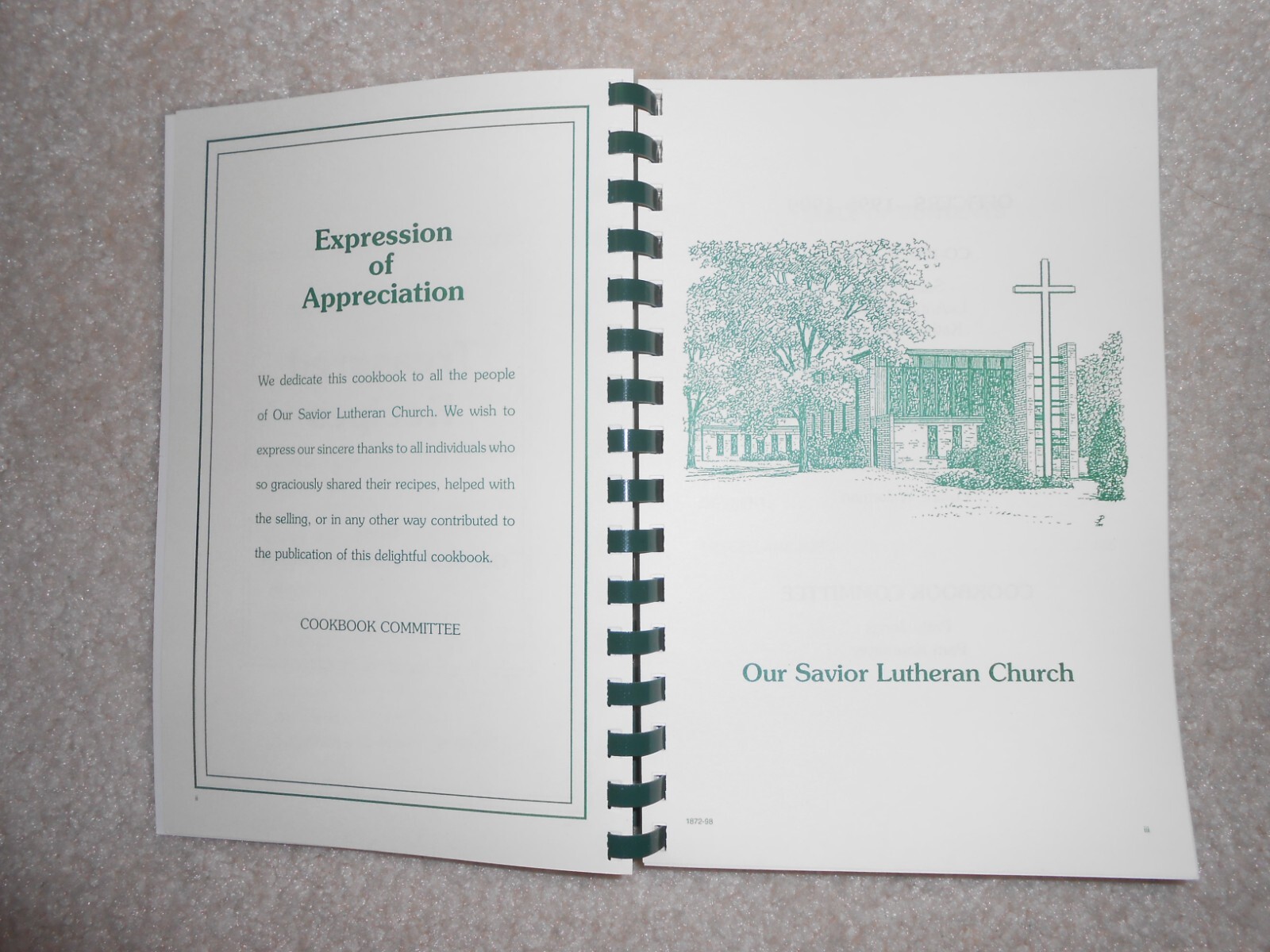Vintage 1998 Our Savior Lutheran Church Cookbook