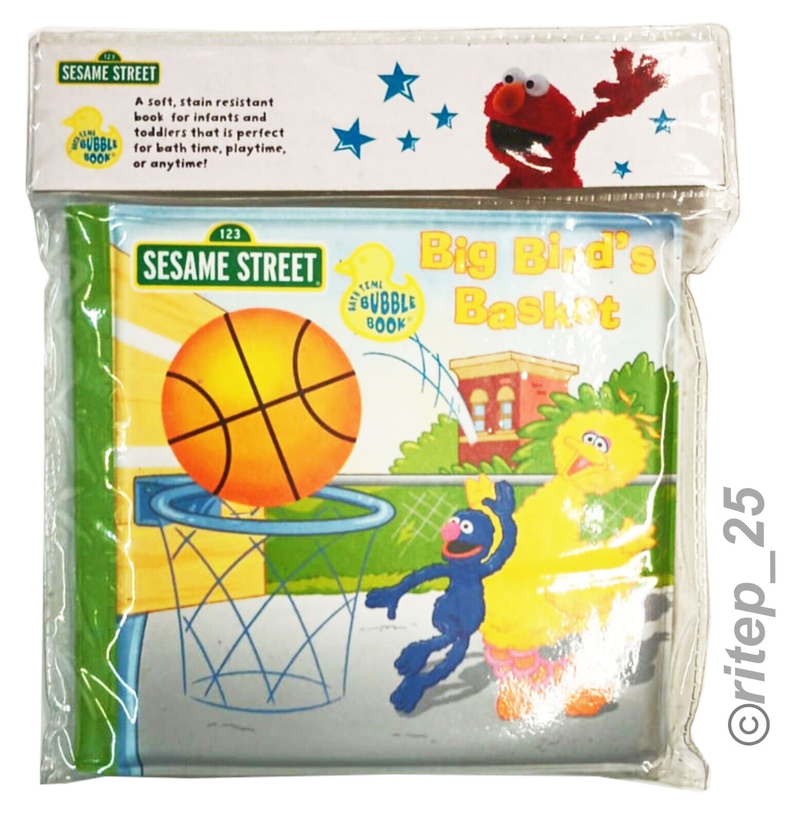 1 Pcs Sesame Street Big Bird’s Basket Bubble Book – Great For Bath Time – New