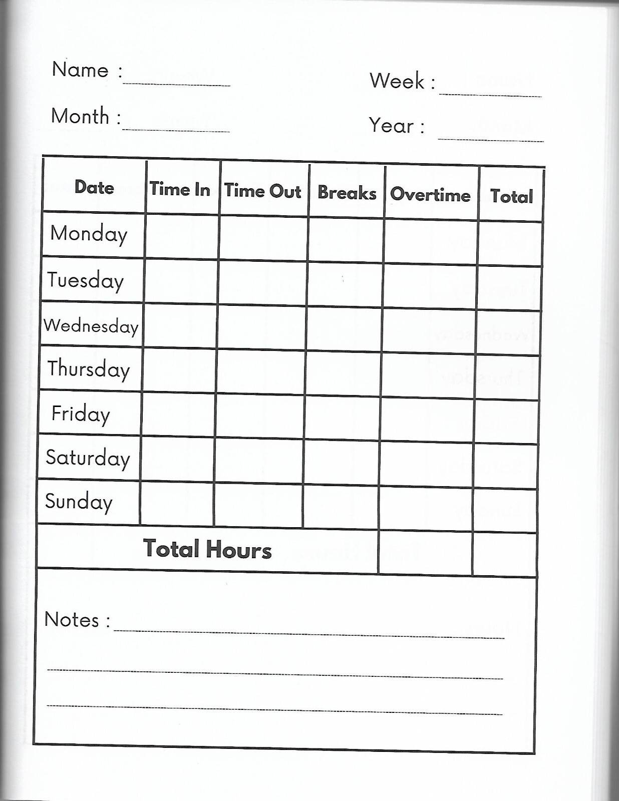 Weekly Time Tracking Book Becord, 110 Pages, New