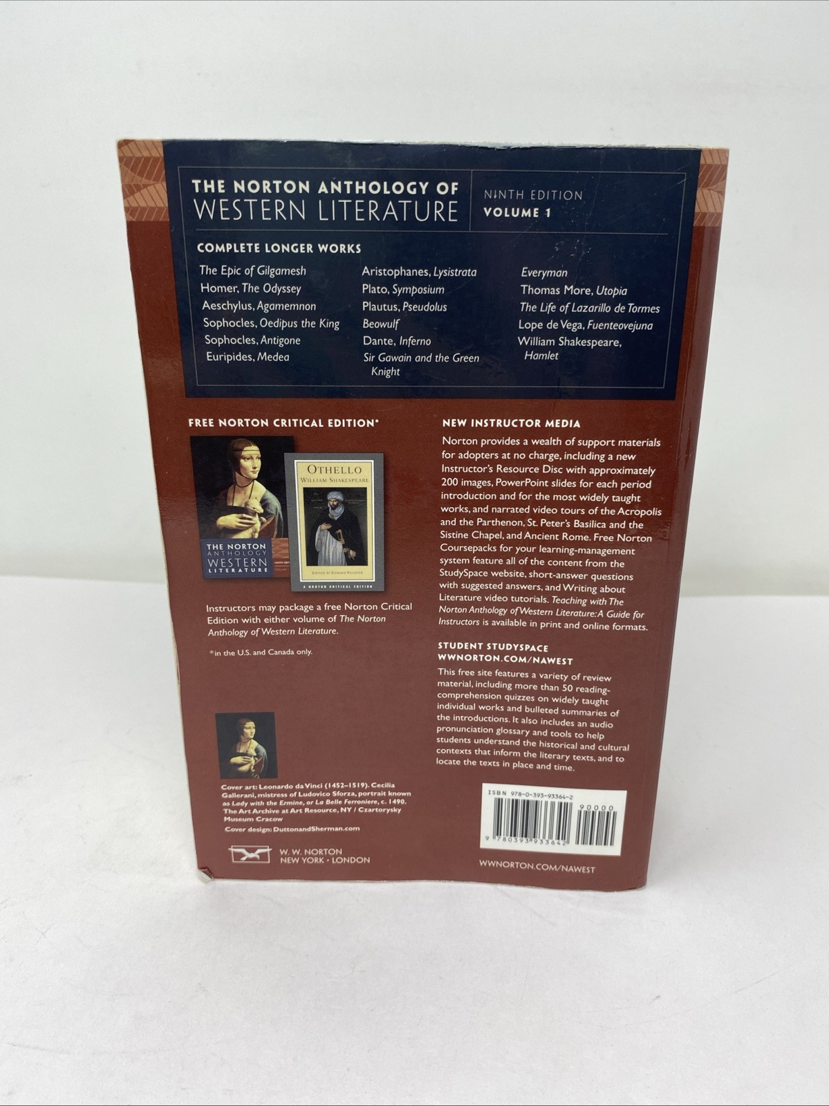 Norton Anthology of Western Literature 9th Edition, Vol. 1 – PB – FREE SHIPPING!