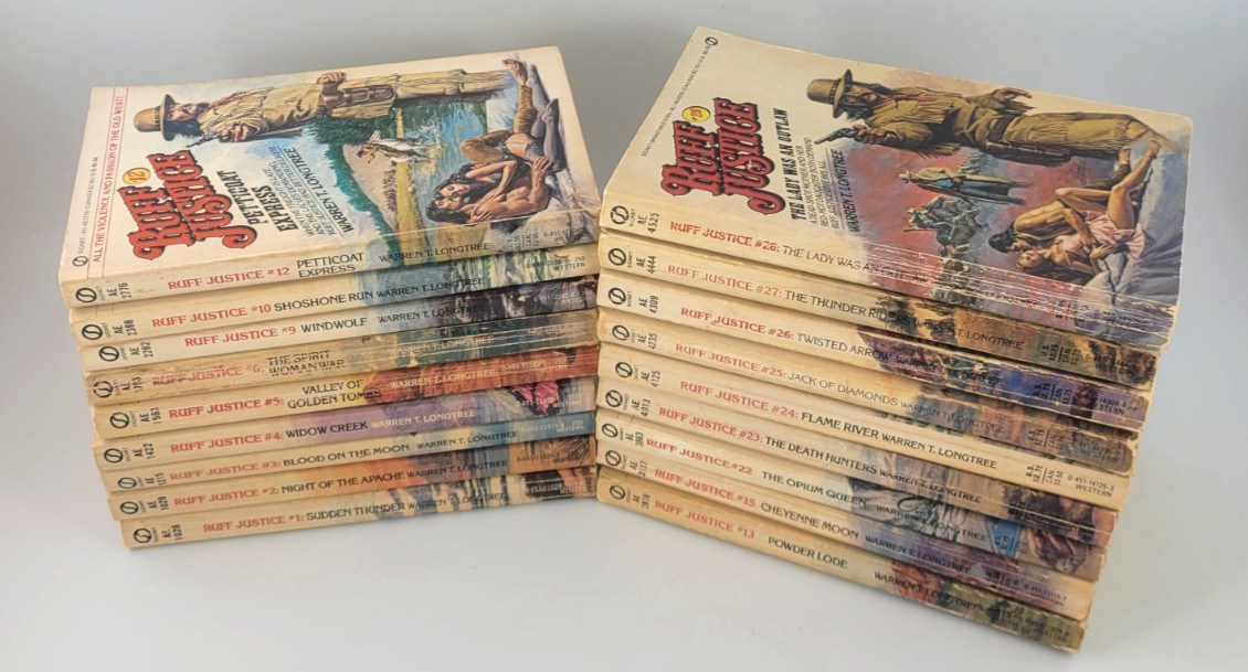 Ruff Justice Lot 18 Books Warren T Longtree Adult Western #1 23 27 28 Rare VNTG