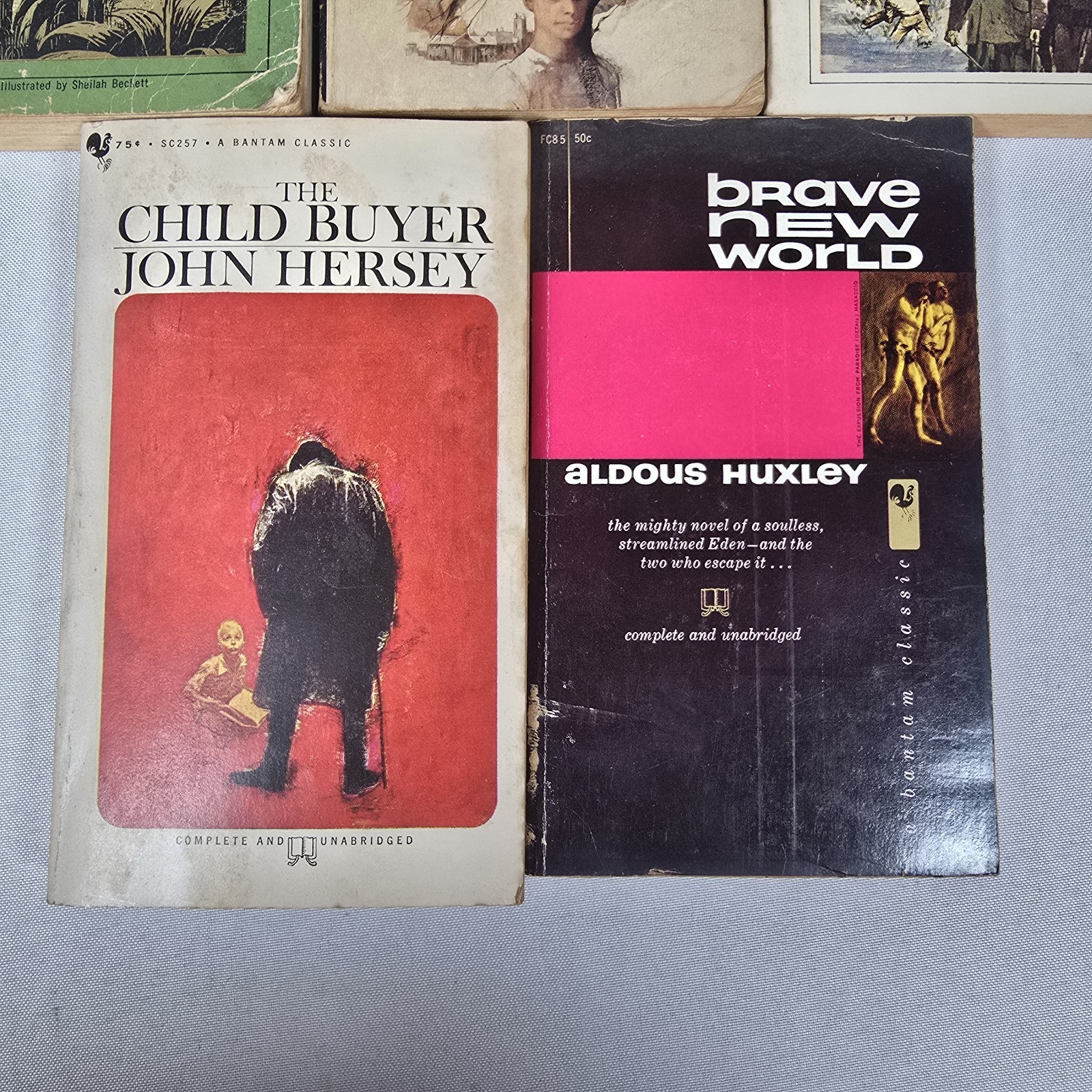 5 Vtg Bantam Paperback Classics: Green Mansions, Brave New World, Child Buyer +