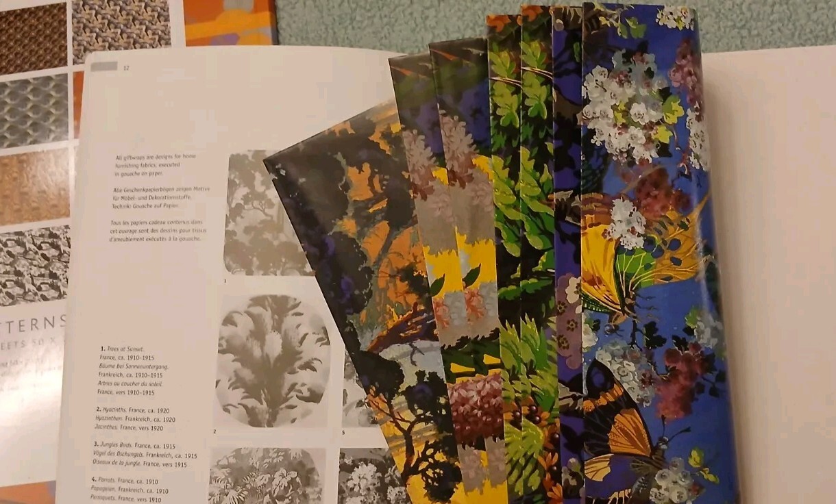 Art Deco Patterns Wrapping Paper Fauve Birds, Butterflies, and Flowers Book Lot