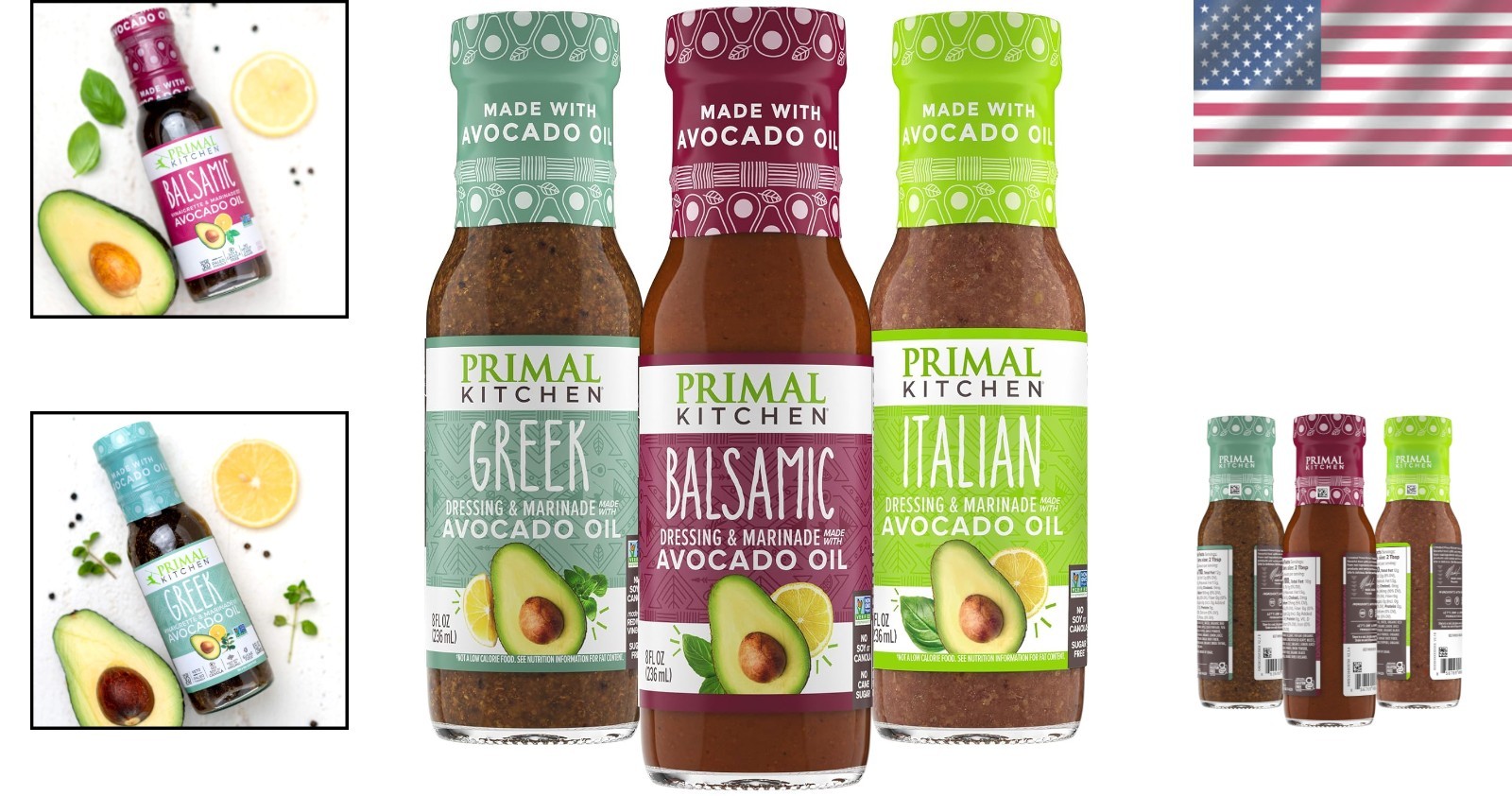 Greek, Balsamic, and Italian Dressing Trio, 8oz x 3