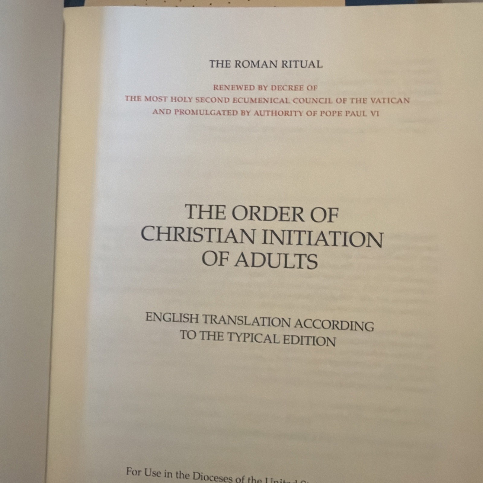 Order of Christian Initiation of Adults: Ritual Edition 2024 Hardcover