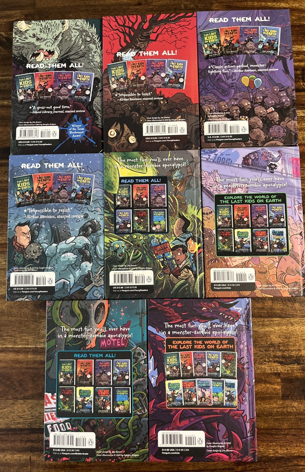 The Last Kids on Earth Book Lot Of 8 Hardcover Max Brallier 1,2,3,4,5,6,7,7.5