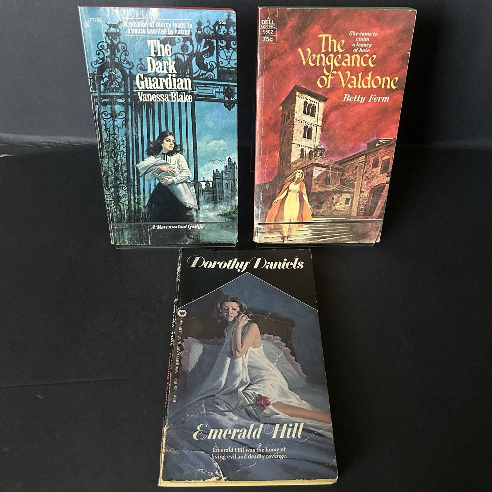 Dark Guardian/Vengeance of Valdone/Emerald Hill Vintage Gothic Paperback x 3