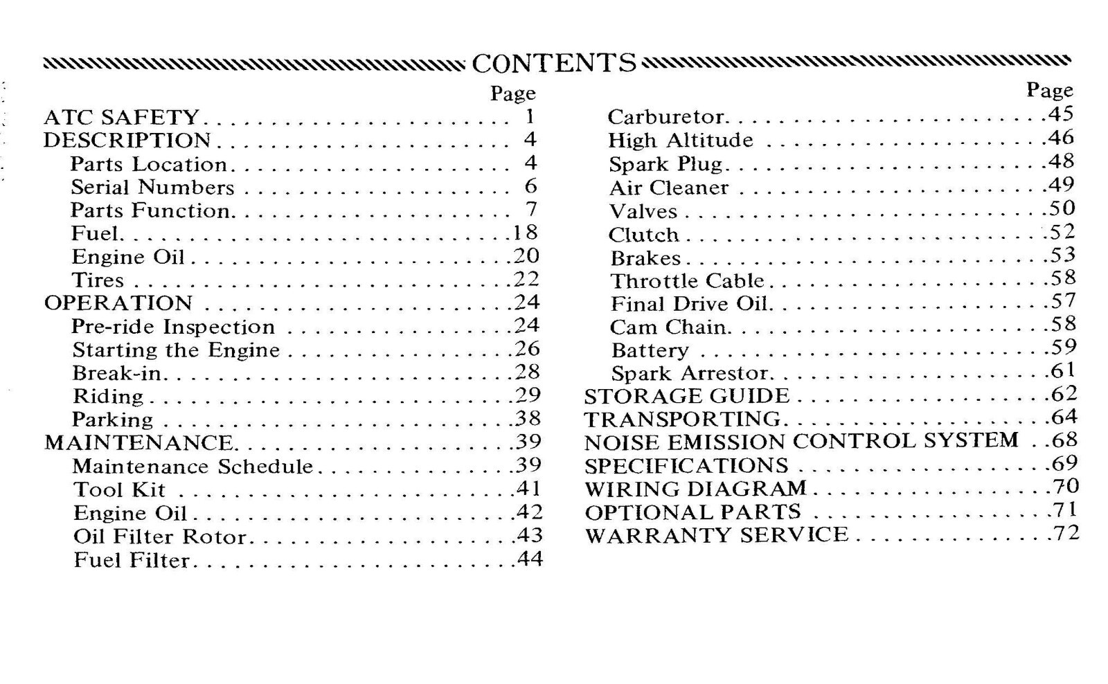 1984 Honda ATC200ES Big Red Owner’s Manual 74 Pages