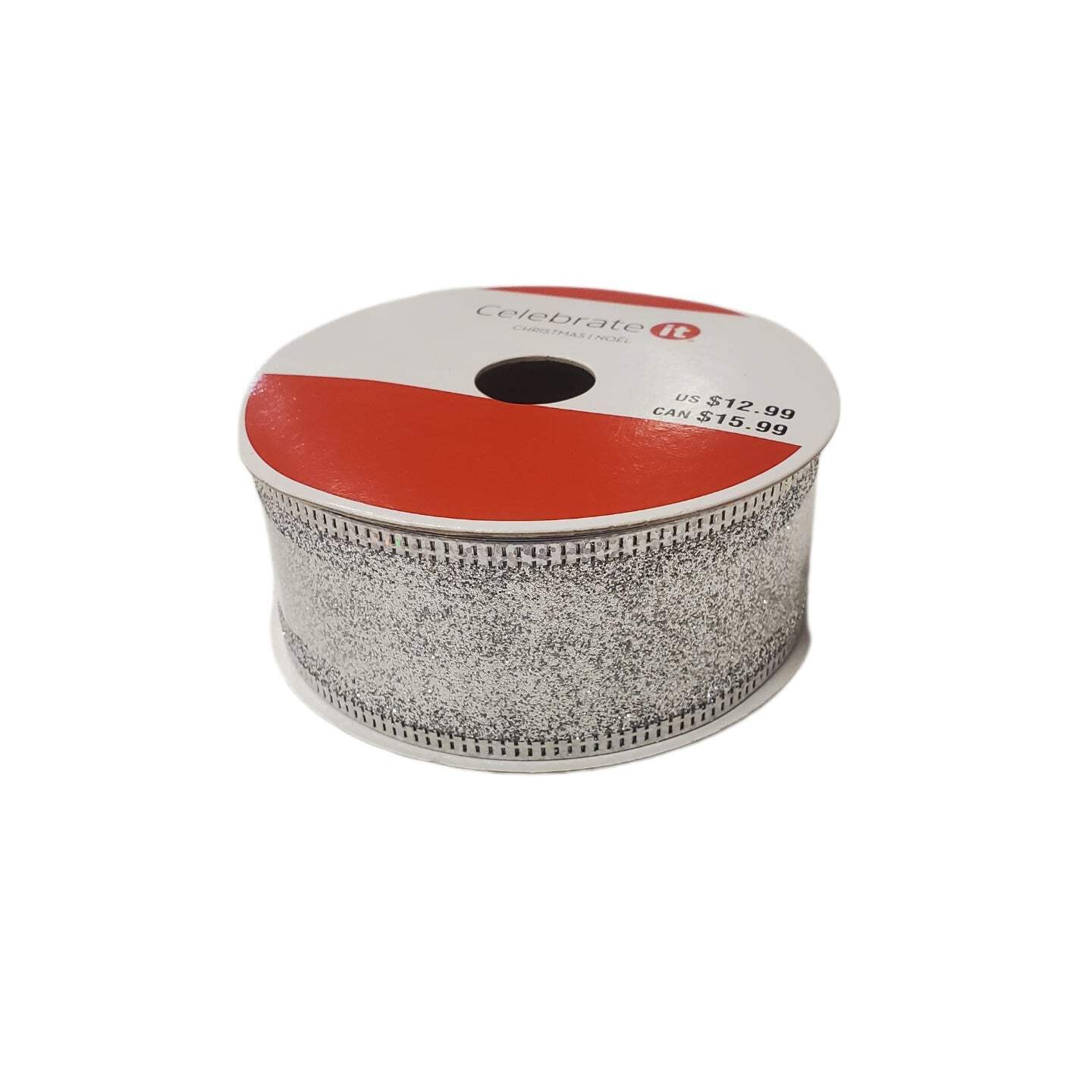 Silver Glitter Wired Ribbon 1.5in x 30ft – Home Decor