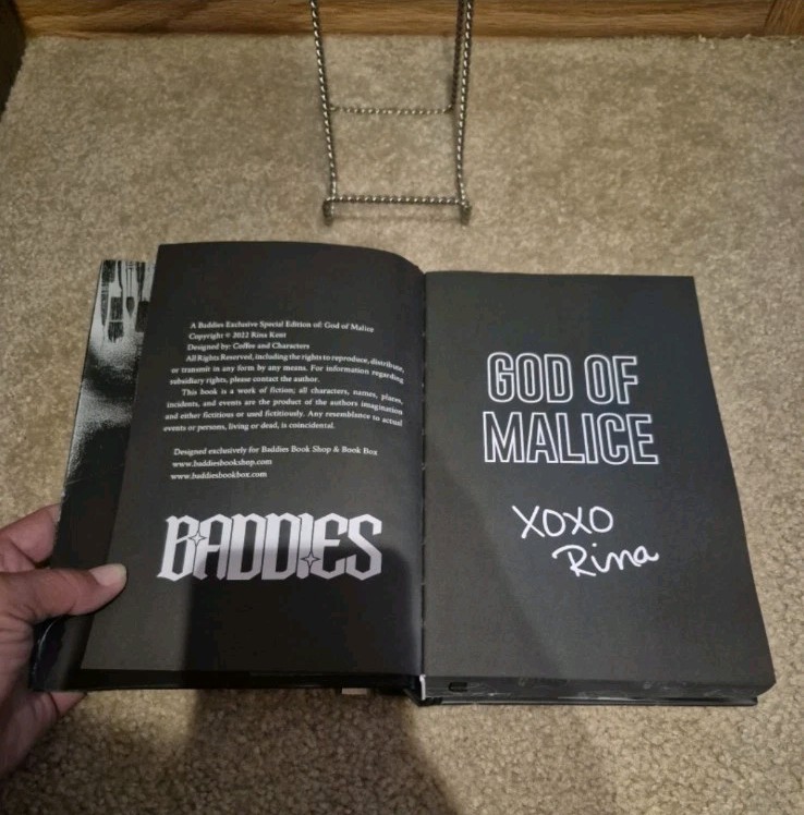GOD OF MALICE BY RINA KENT SIGNED BADDIES BLACK OUT EDITION