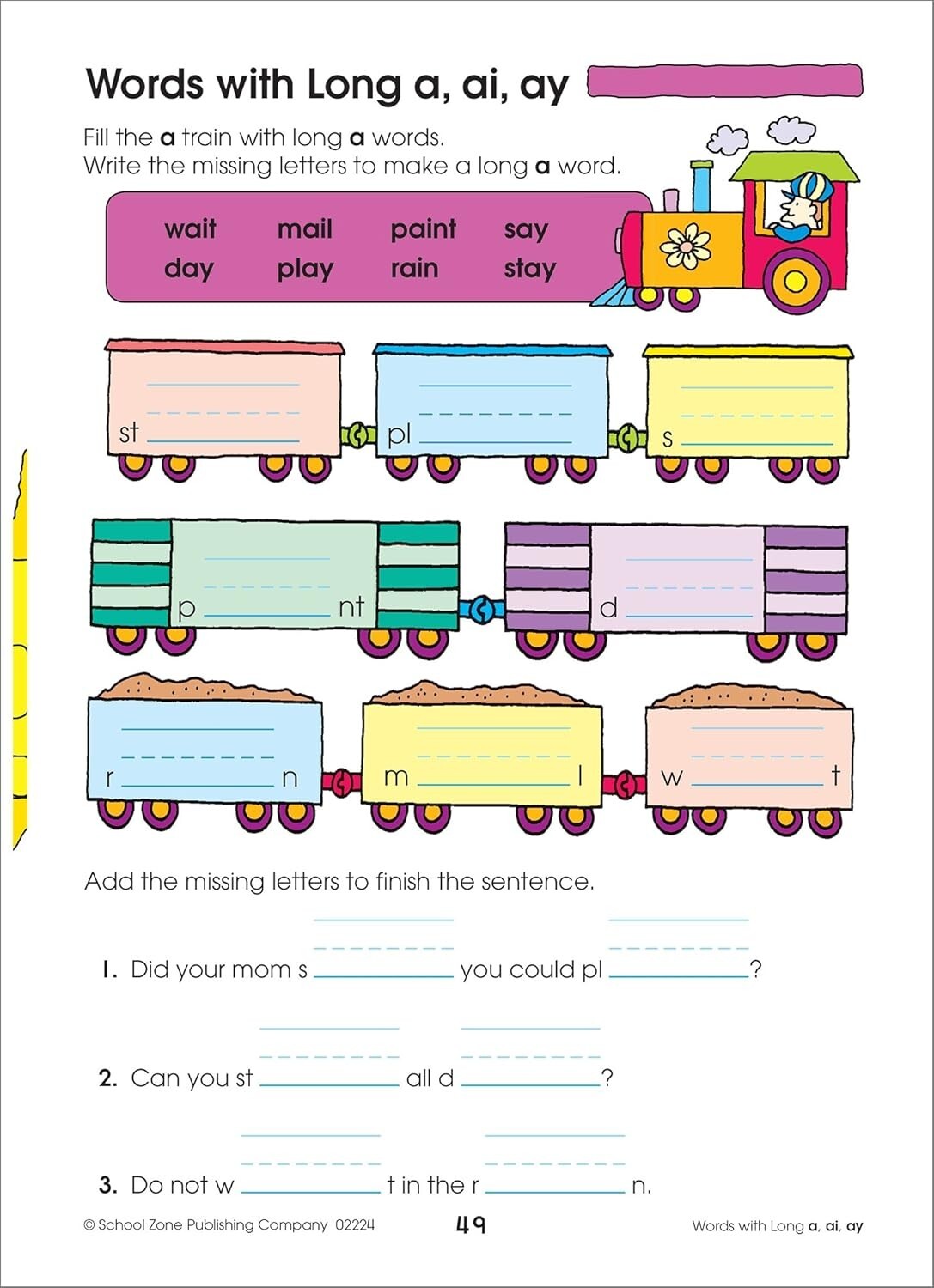 Spelling Puzzles Workbook for Kids Ages 6 to 8, 1st 2nd Grade Vowels Sounds NEW