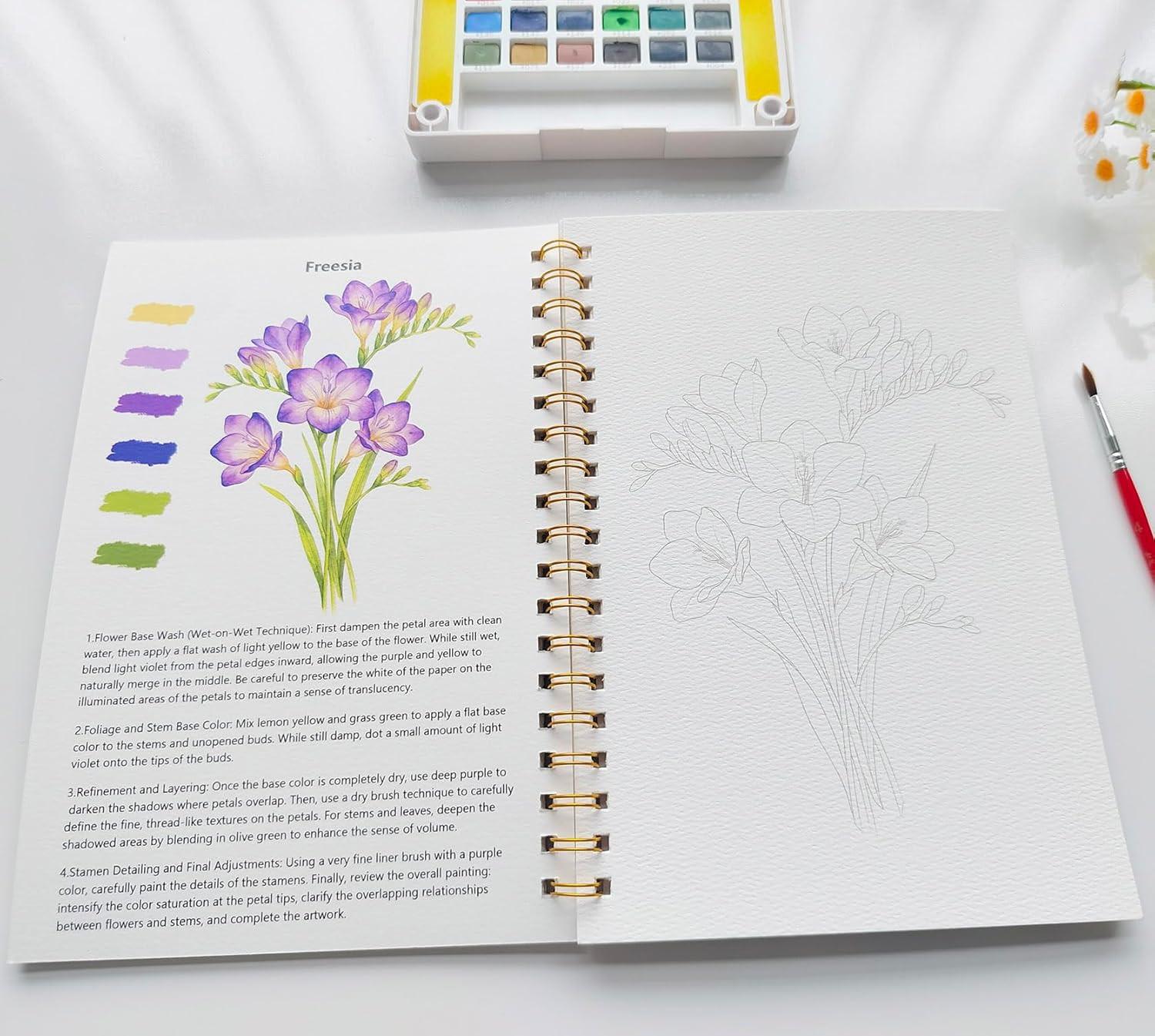 Watercolor Workbook, Water Coloring Book for Adult &Teens Beginners,15 Beautiful