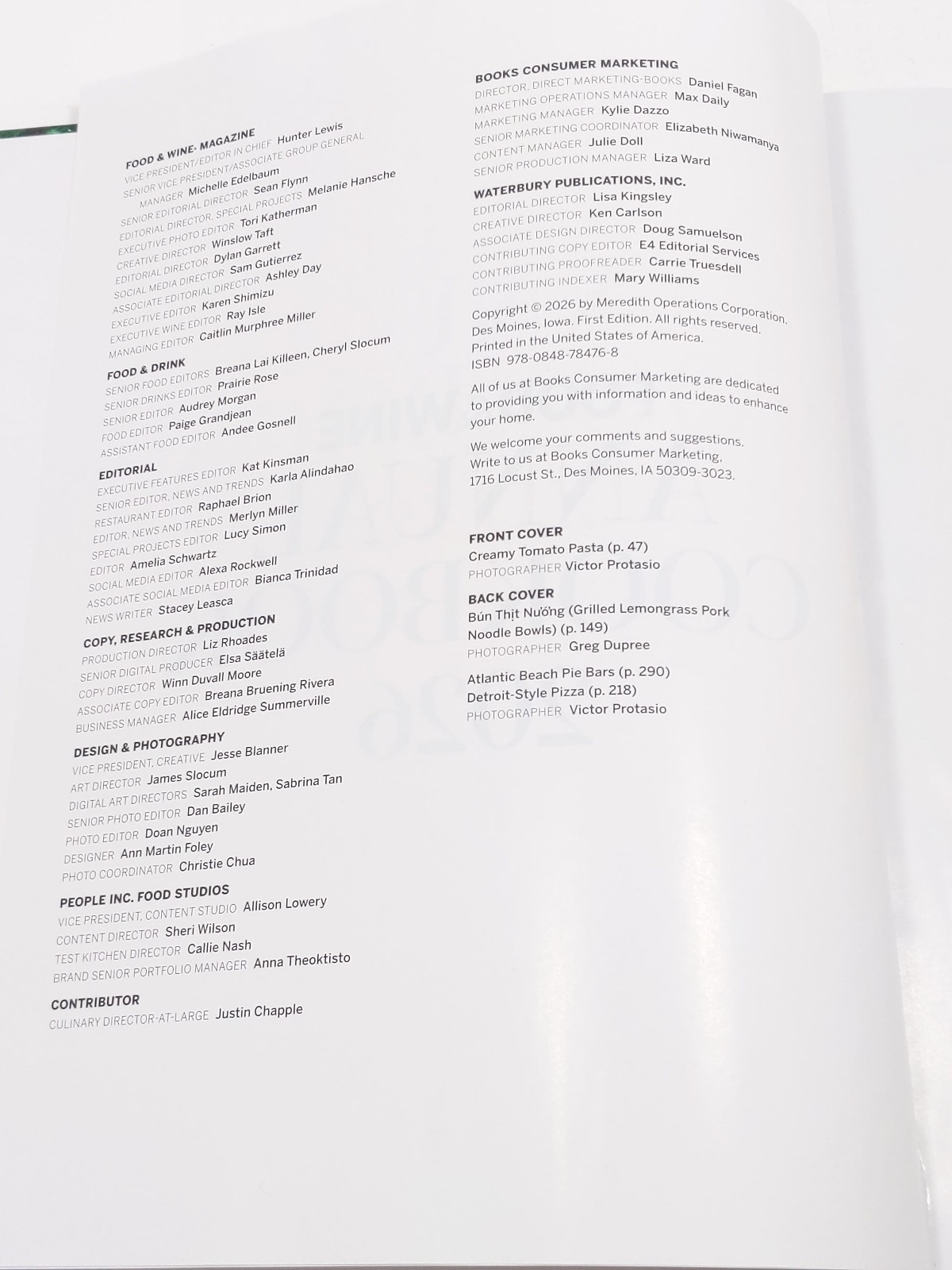 Food & Wine Annual Cookbook 2026 – Hardcover