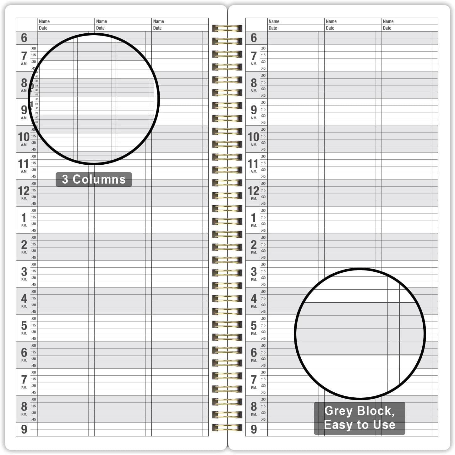 3 Column Appointment Book – Daily and Hourly Schedule Book with 200 Pages