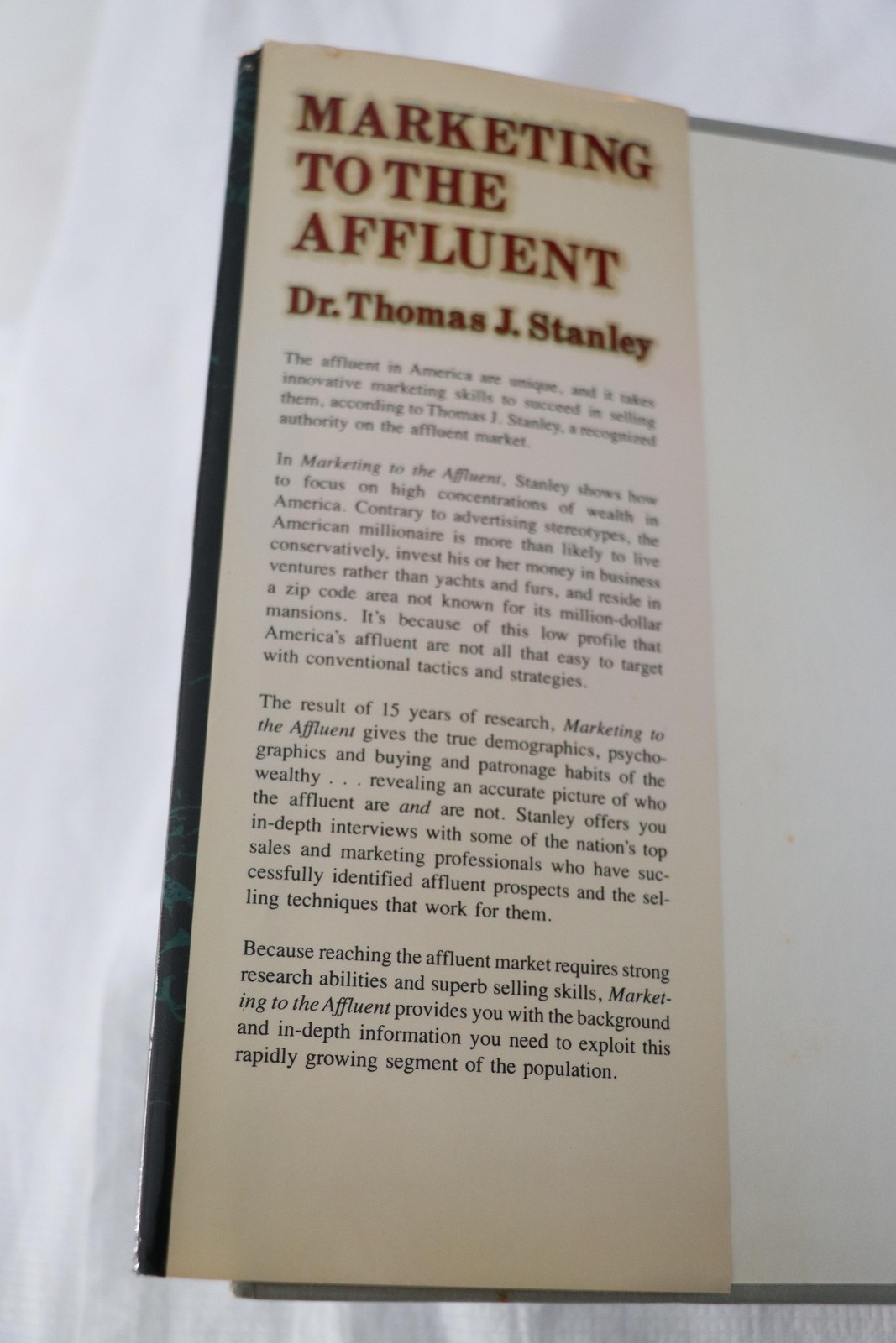 SIGNED✍️Marketing To The Affluent🔴Thomas J Stanley💵Business 1 Irwin📓HCDJ Book