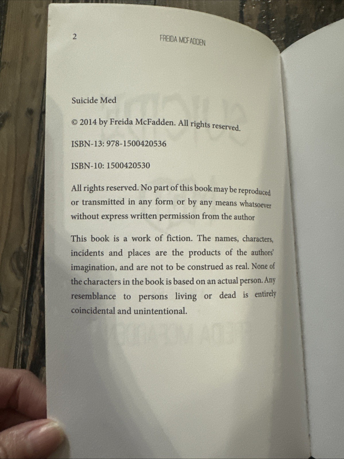 Suicide Med. Author: Freida McFadden. Out Of Print. Authentic